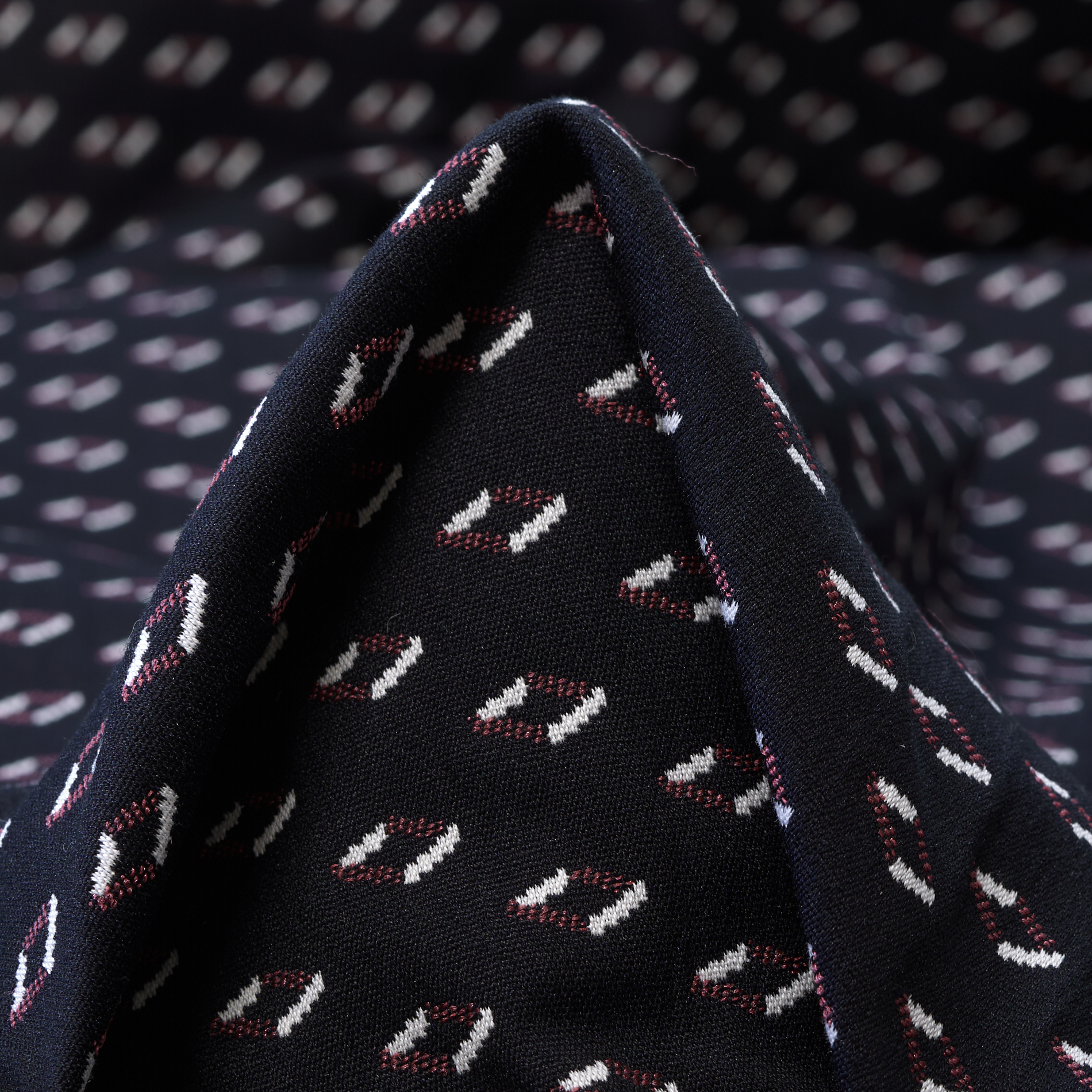 JACQUARD, COTTON, ELASTIC, RUBY WINE&RAVEN BLACK (F000035320)