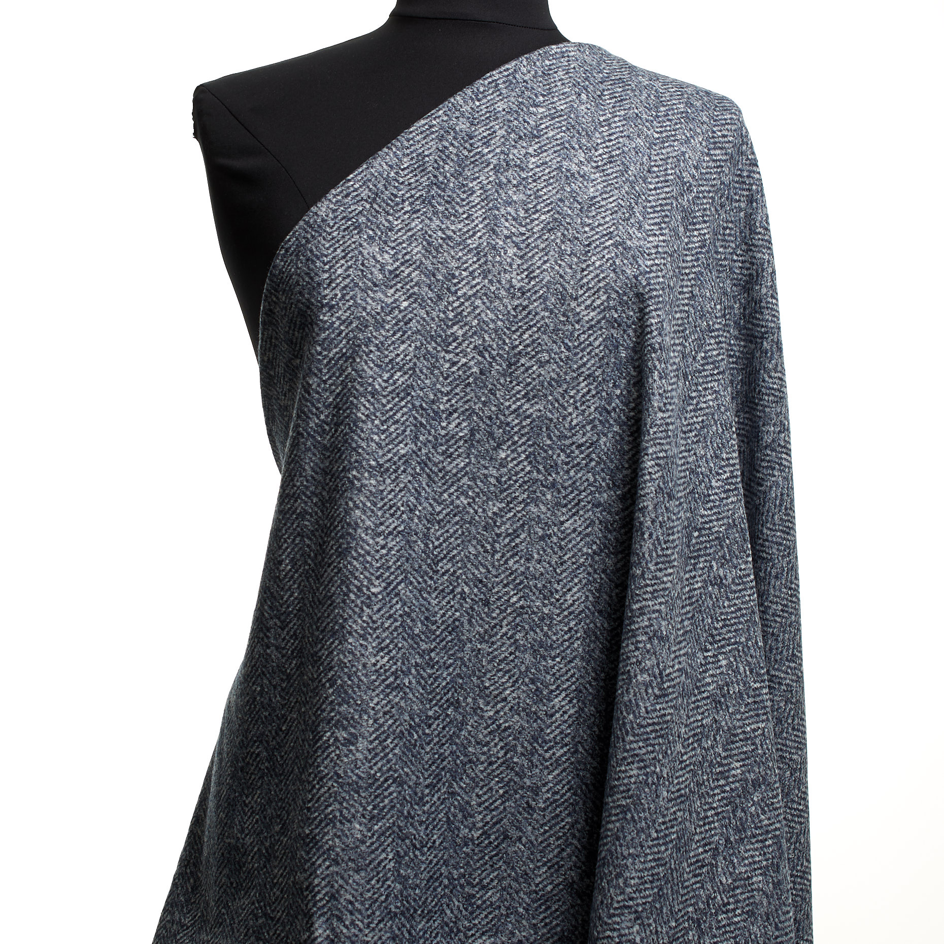 Трикотаж, Шерсть Смесовая, Шлифованный, Blue Indigo&Brilliant White (F000045187) - Манекен