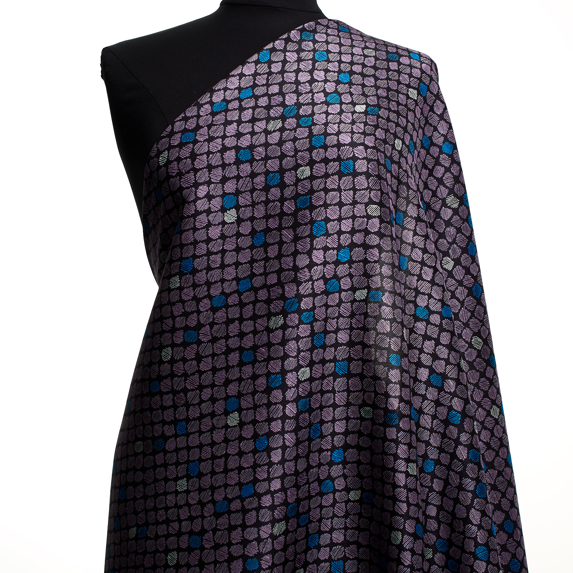 SILK, SHANTUNG, PRINTED, LAVENDER (F000005677) - Mannequin