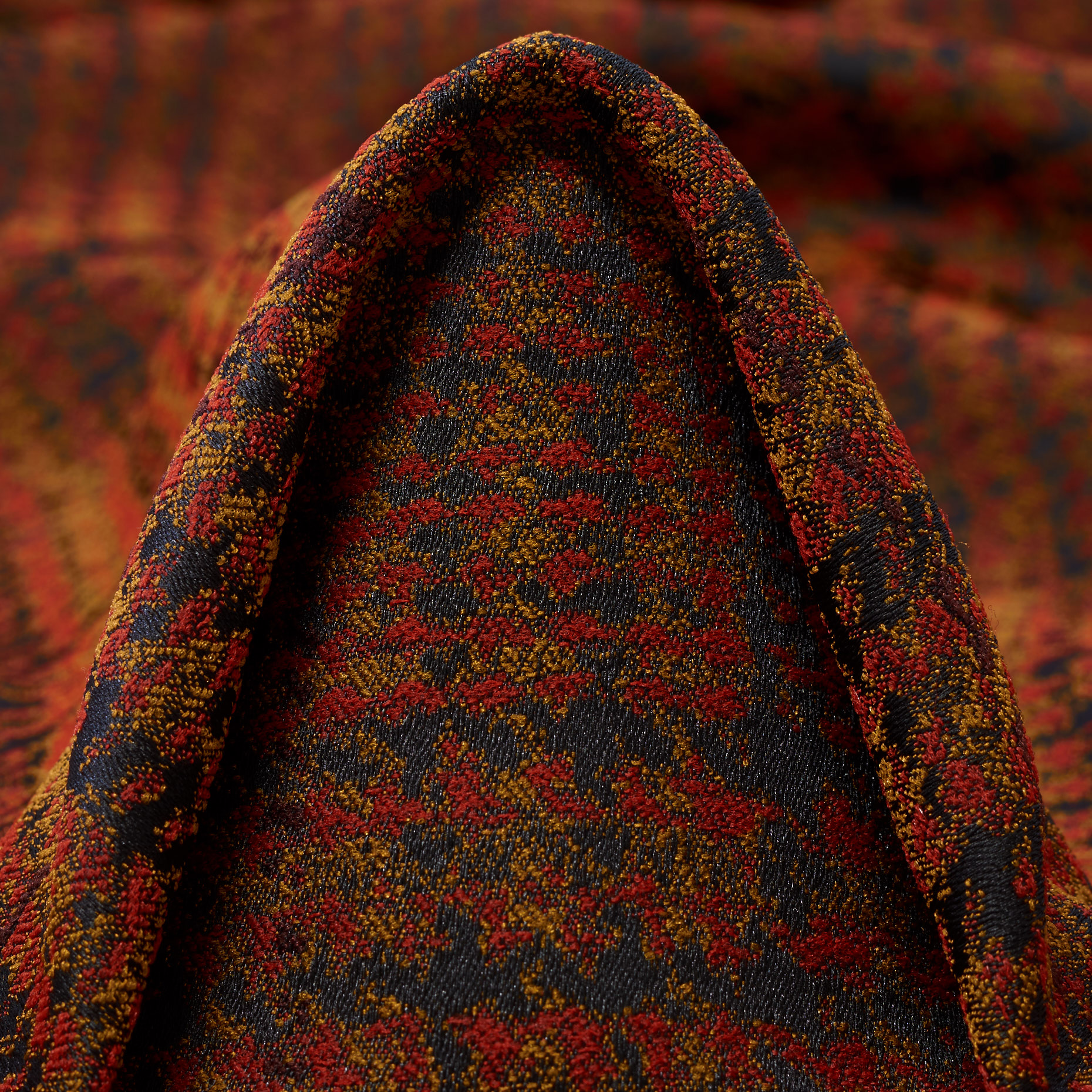 JACQUARD, ELASTIC, GLENCHECK, CARMINE RED&BURNT ORANGE (F000023226)