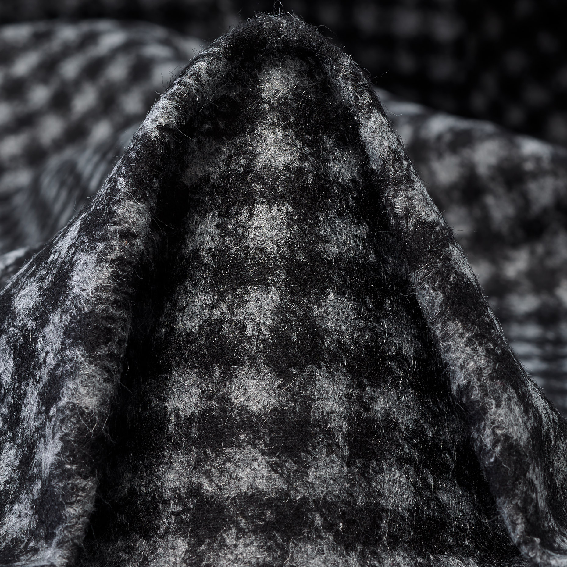 Трикотаж, Шерсть Смесовая, Клетка, Raven Black&Mirage Gray (F000044289)