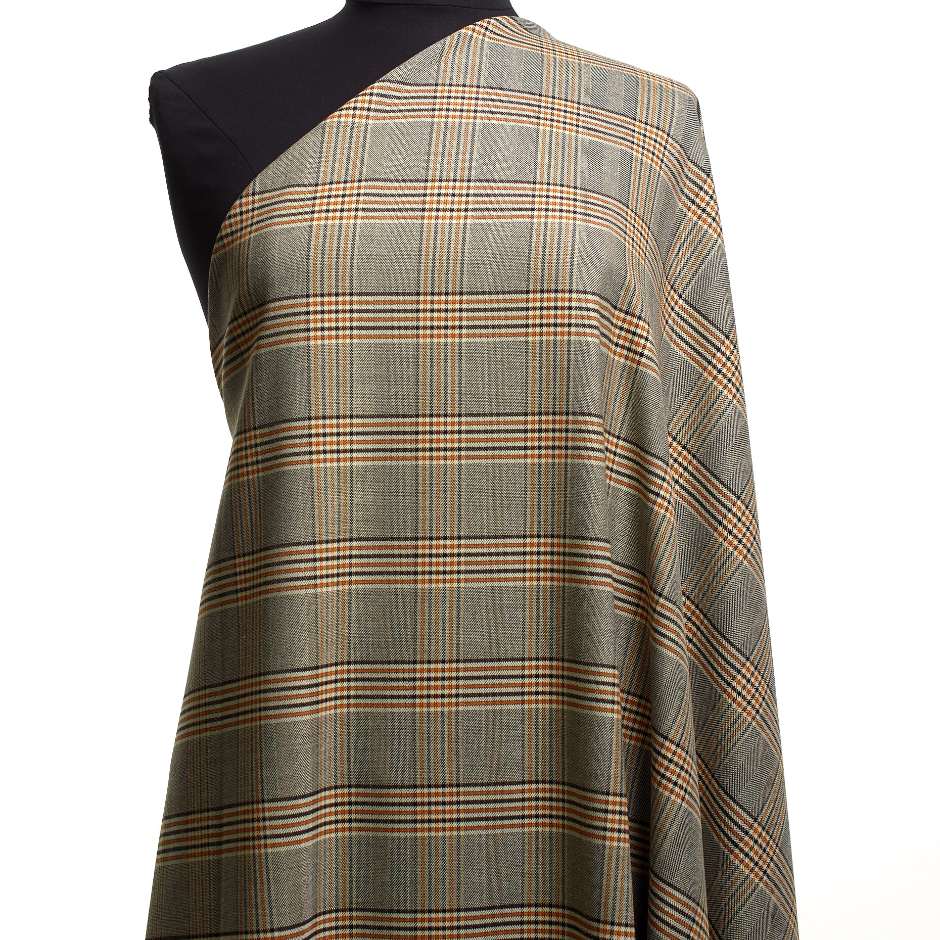 Смесовая Вискоза, Клетка, Стрейч, Ginger Bread&Ivory (F000040284) - Манекен