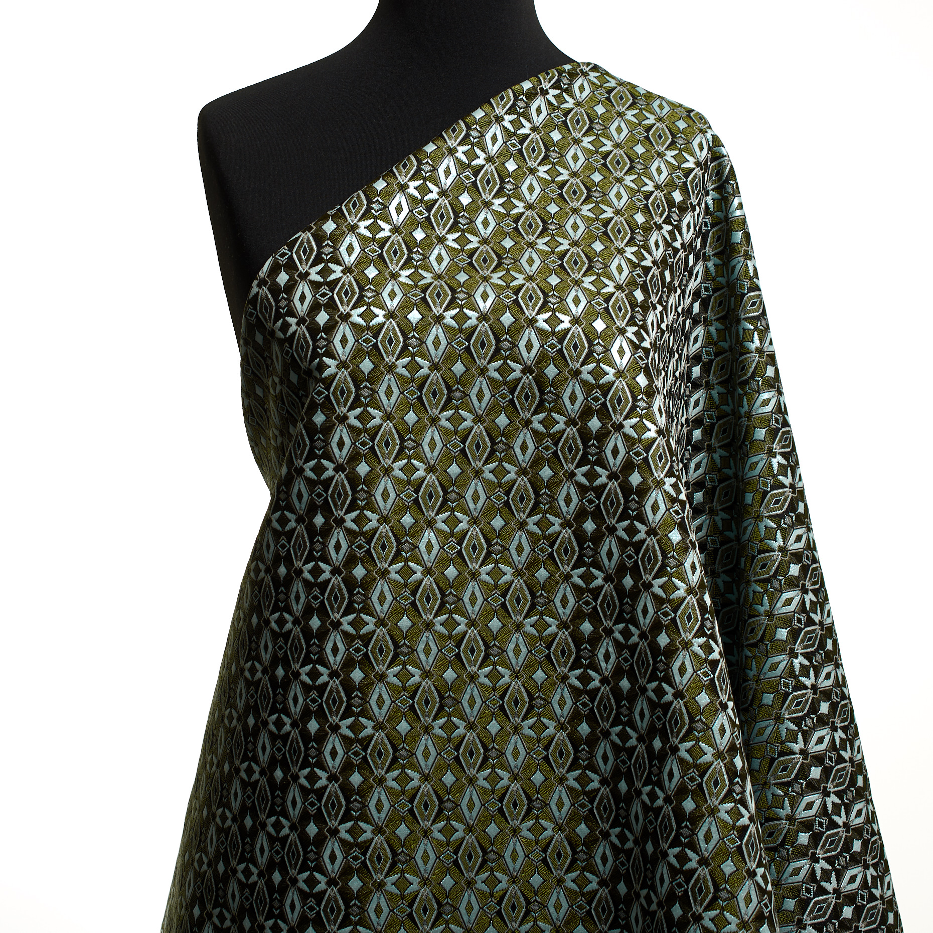 JACQUARD, ACETATE, GEOMETRIC DESIGN, STARLIGHT BLUE&DRIED HERB (P000004750) - Mannequin