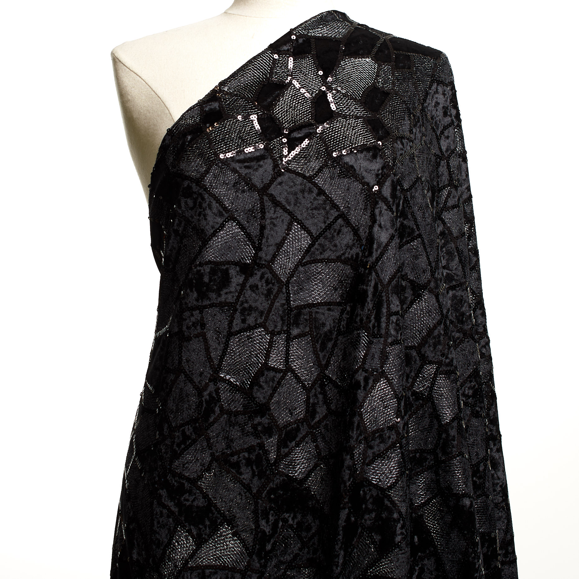 Cekiny, Lurex, Połysk, Silver&Raven Black (F000037540) - Manekin