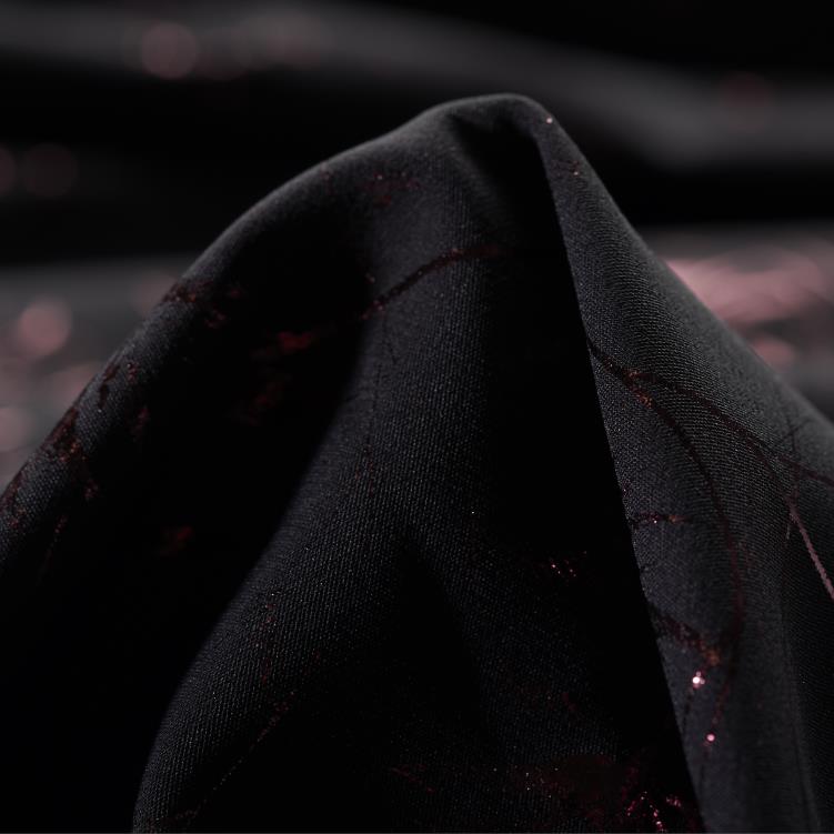 TECHNO STRETCH, FLORAL, SHIMMERING, JET BLACK&CERISE (AQ000063)