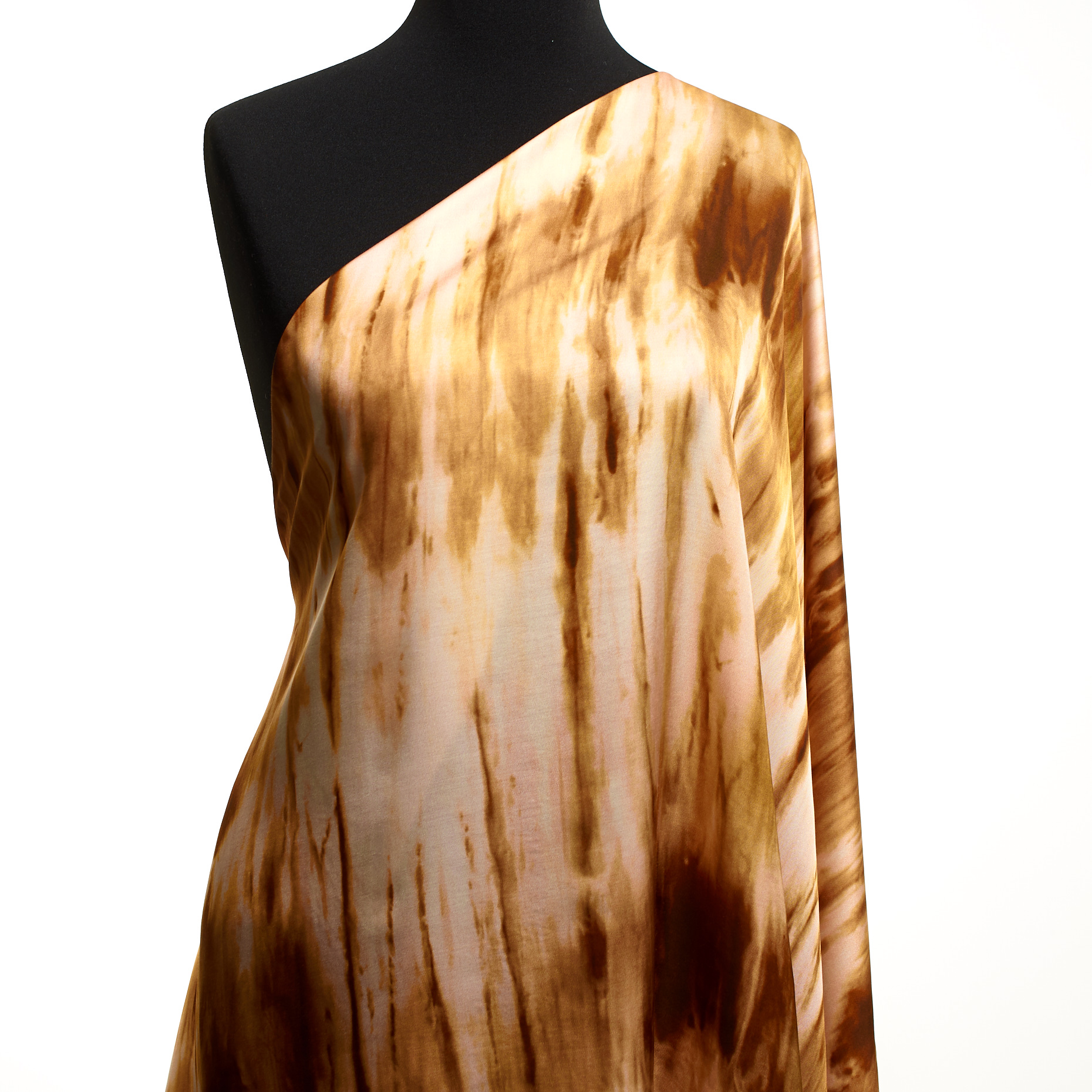 Satin, Viskose, Bedruckt, Apricot Illusion&Mahogany (T0000754) - Schaufensterpuppe