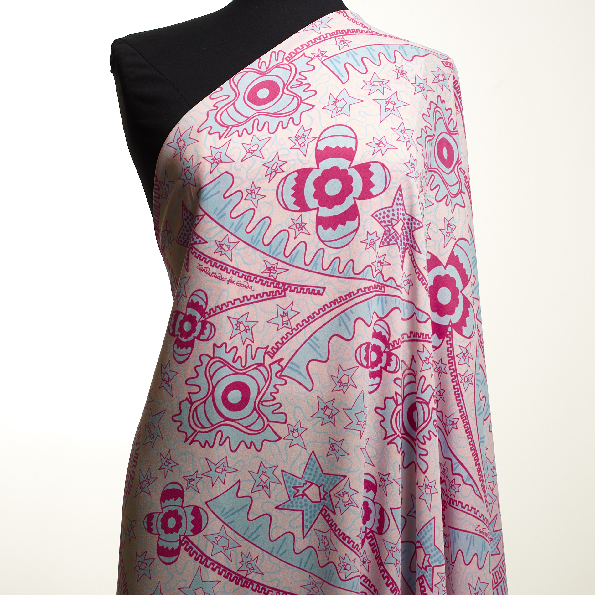 SILK, CRÊPE DE CHINE, PRINTED, AZALEA PINK (F0000463) - Mannequin