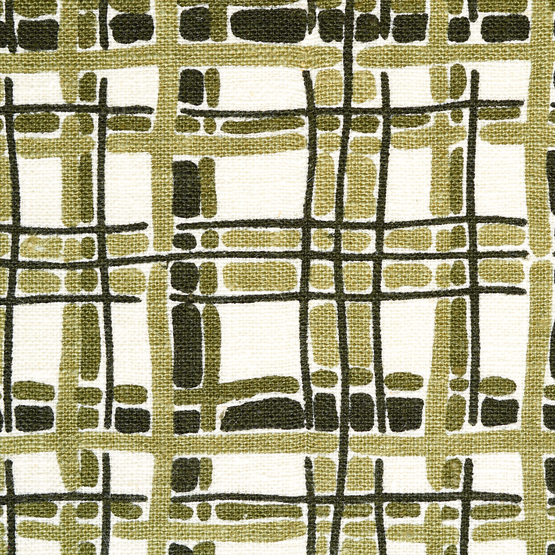 COTTON, GEOMETRIC, BRILLIANT WHITE&SAGE GREEN (F000004149) - Texture