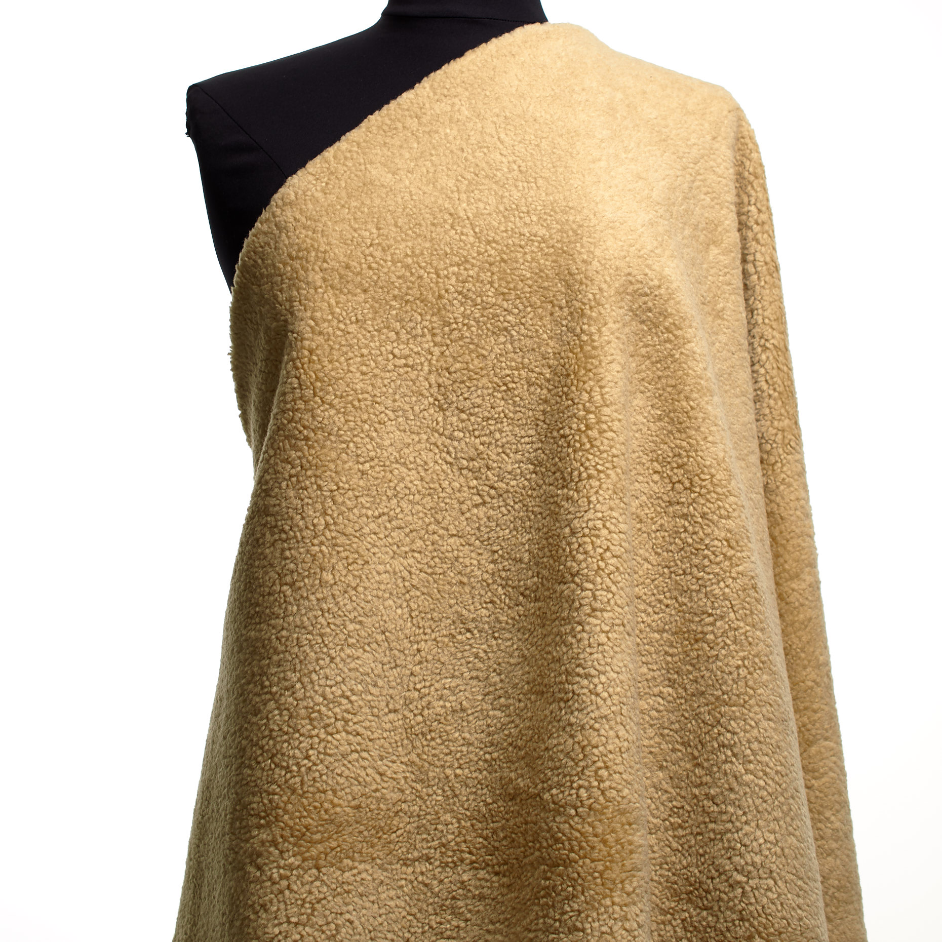 Fake Fur, Teddy, Wool Blend, Pale Khaki (F000043172) - Mannequin