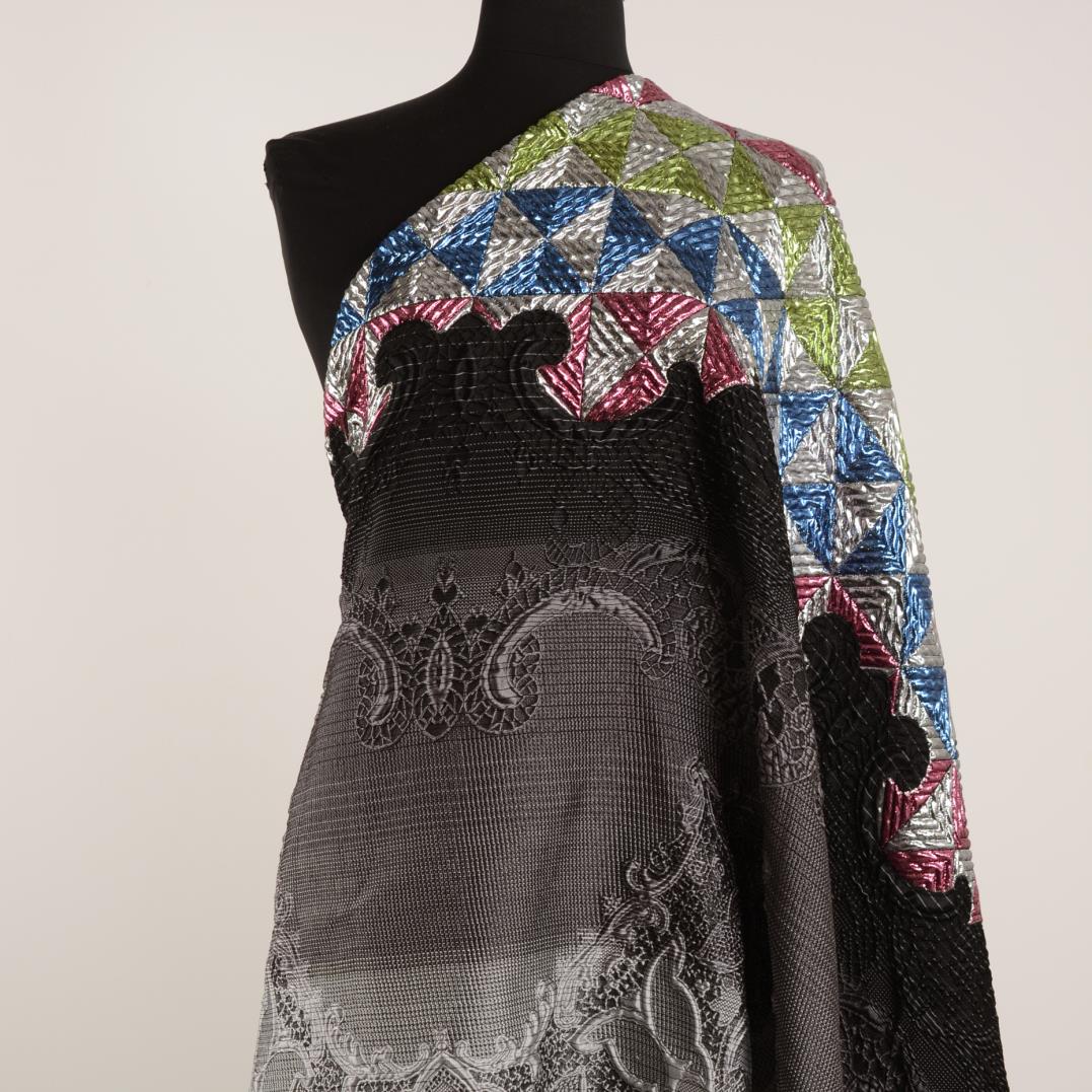 JACQUARD, SILK, METALLIC, AZALEA PINK&RAVEN BLACK (F000028048) - Mannequin