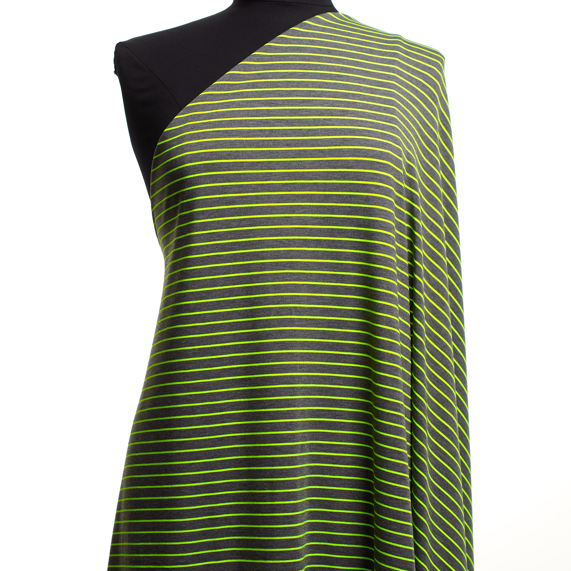 Трикотаж, Полоска, Neon Yellow&Asphalt (F000041783) - Манекен