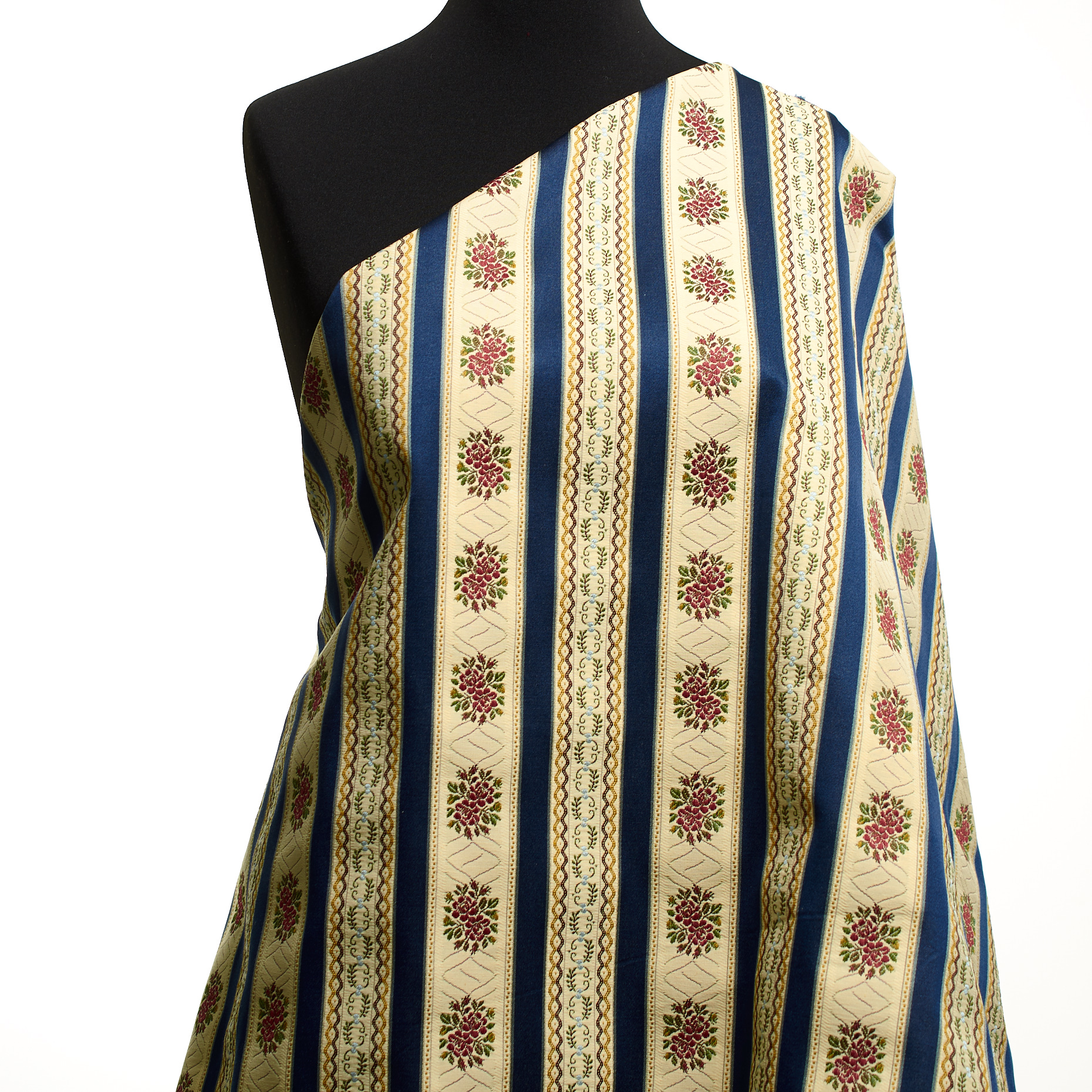 JACQUARD, COTTON, FLORAL, ANTIQUE WHITE&MOOD INDIGO (F000049597) - Mannequin