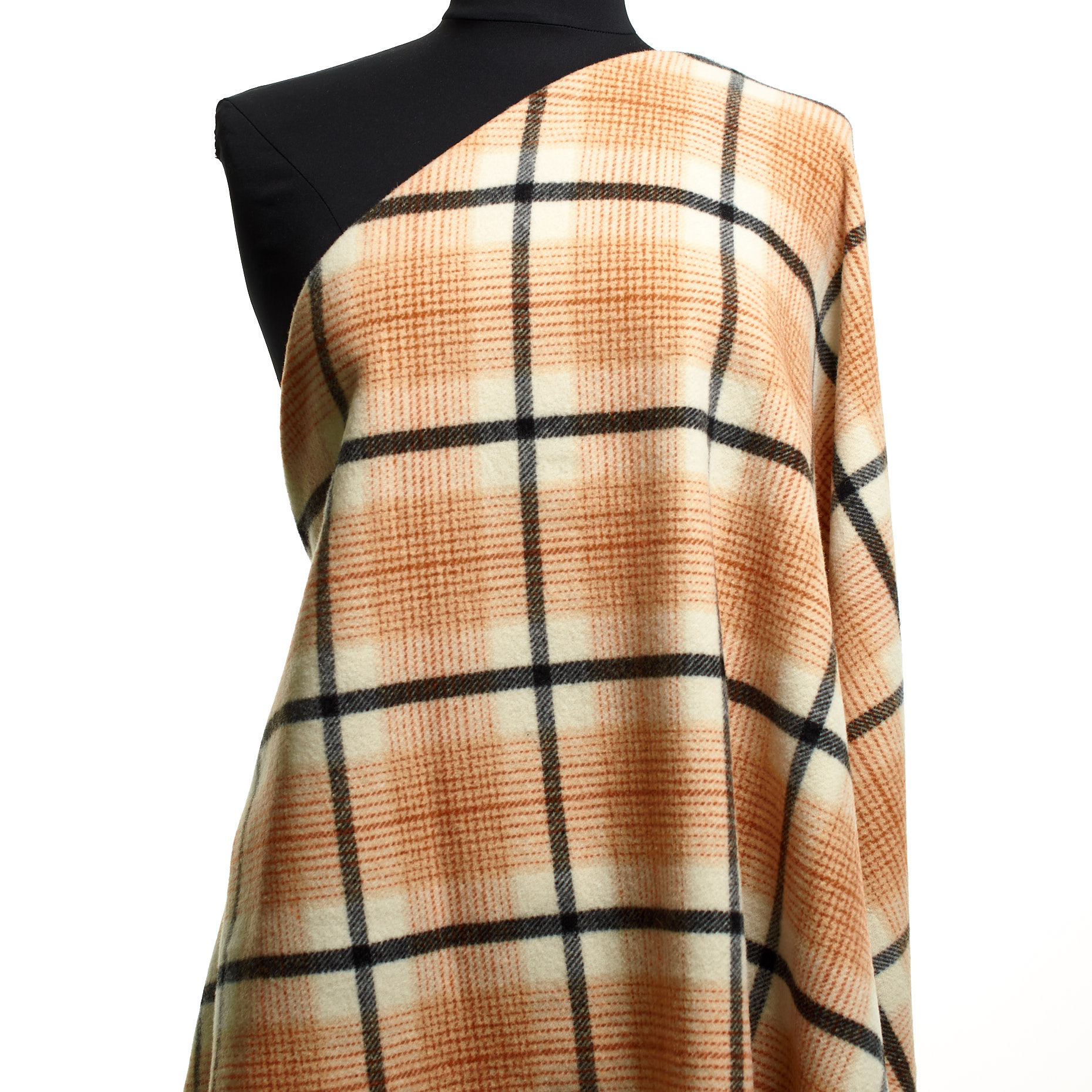 TWILL, BOILED WOOL, CHECK, ANTIQUE WHITE&DUSTED CLAY (F000045338) - Mannequin