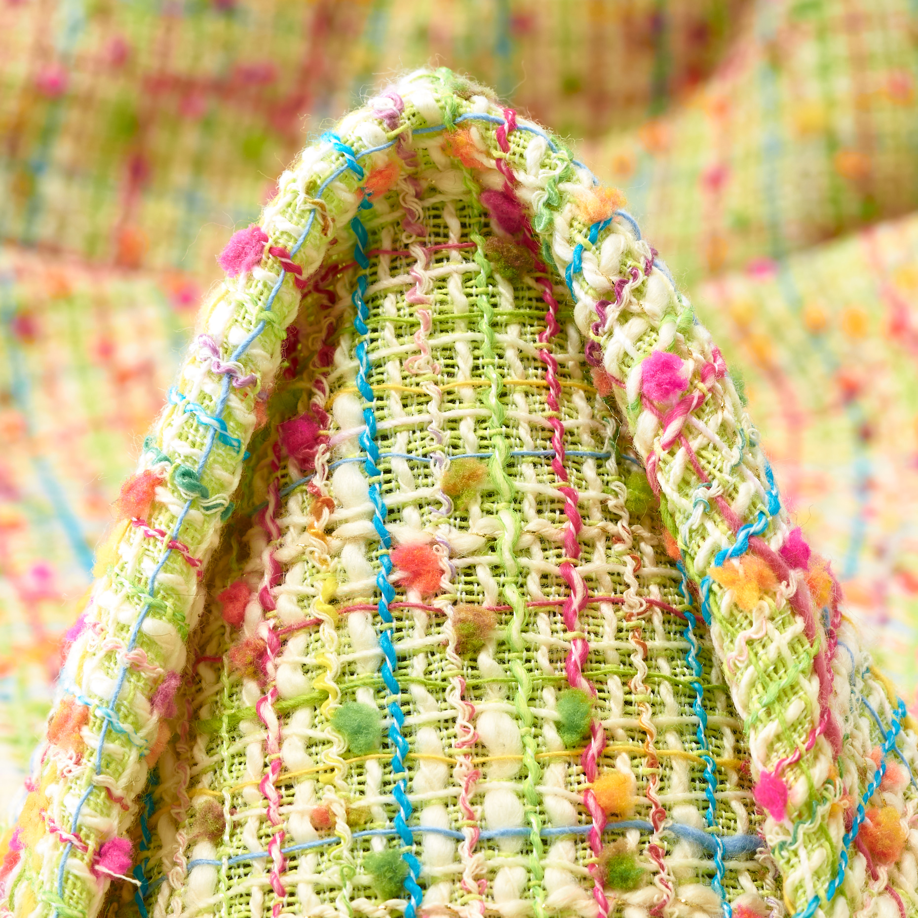 CHANEL, BOUCLÉ, COTTON, OPALINE GREEN&STRAWBERRY PINK