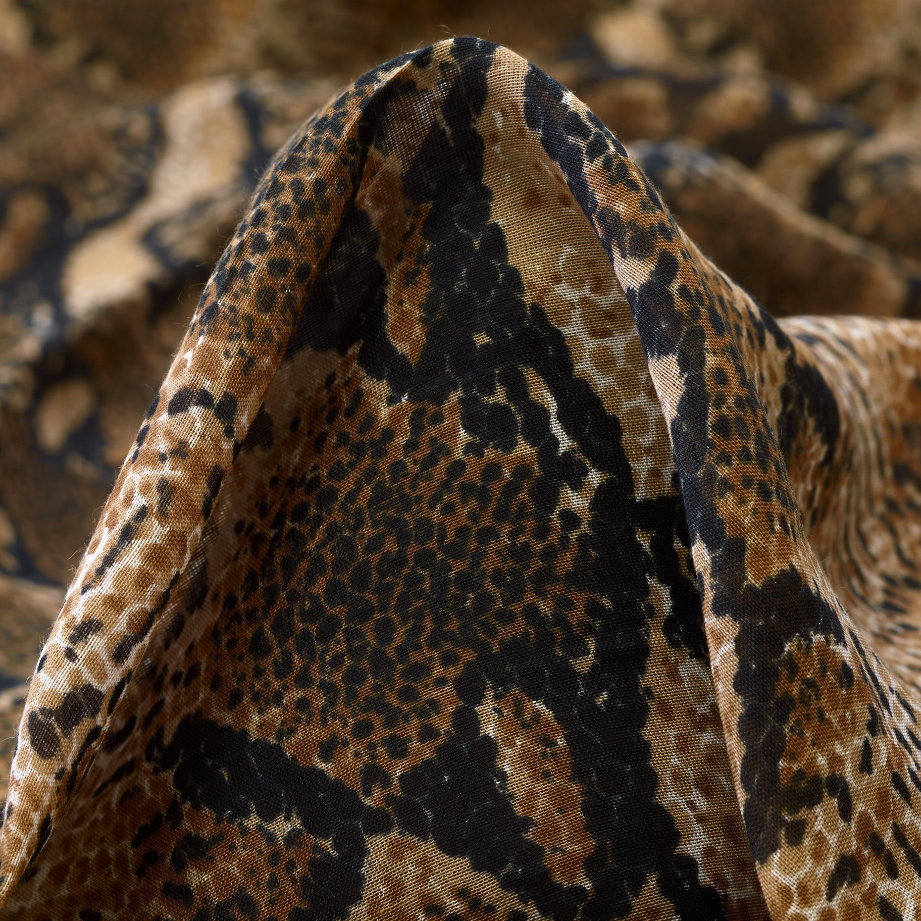 CHIFFON, SILK, ANIMAL, TOFFEE (T0000242)