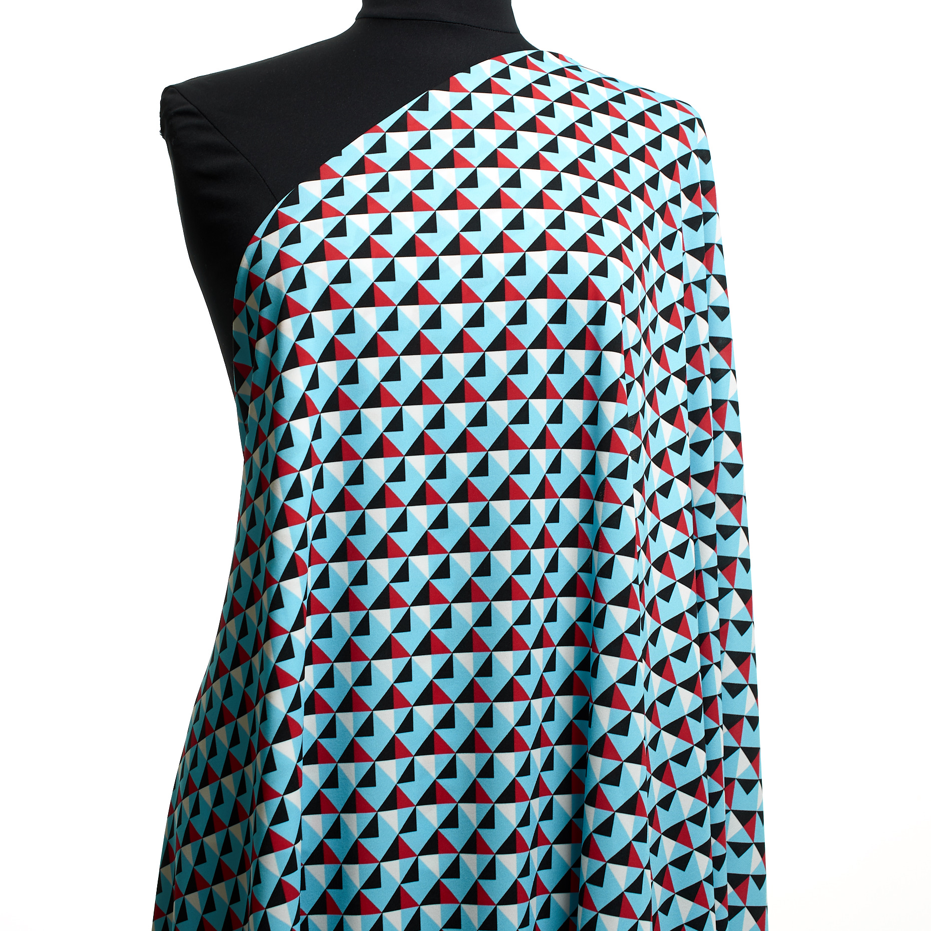 Jersey, Crêpe, Stampato, Blue Topaz&Raven Black (F000046246) - Manichino