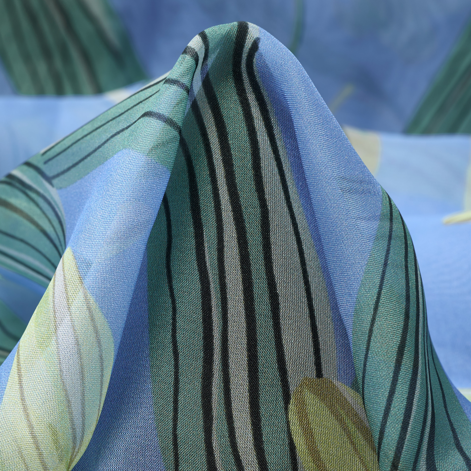 CHIFFON, VISCOSE, PRINTED, AIRY BLUE&TENDER YELLOW (F000049271)