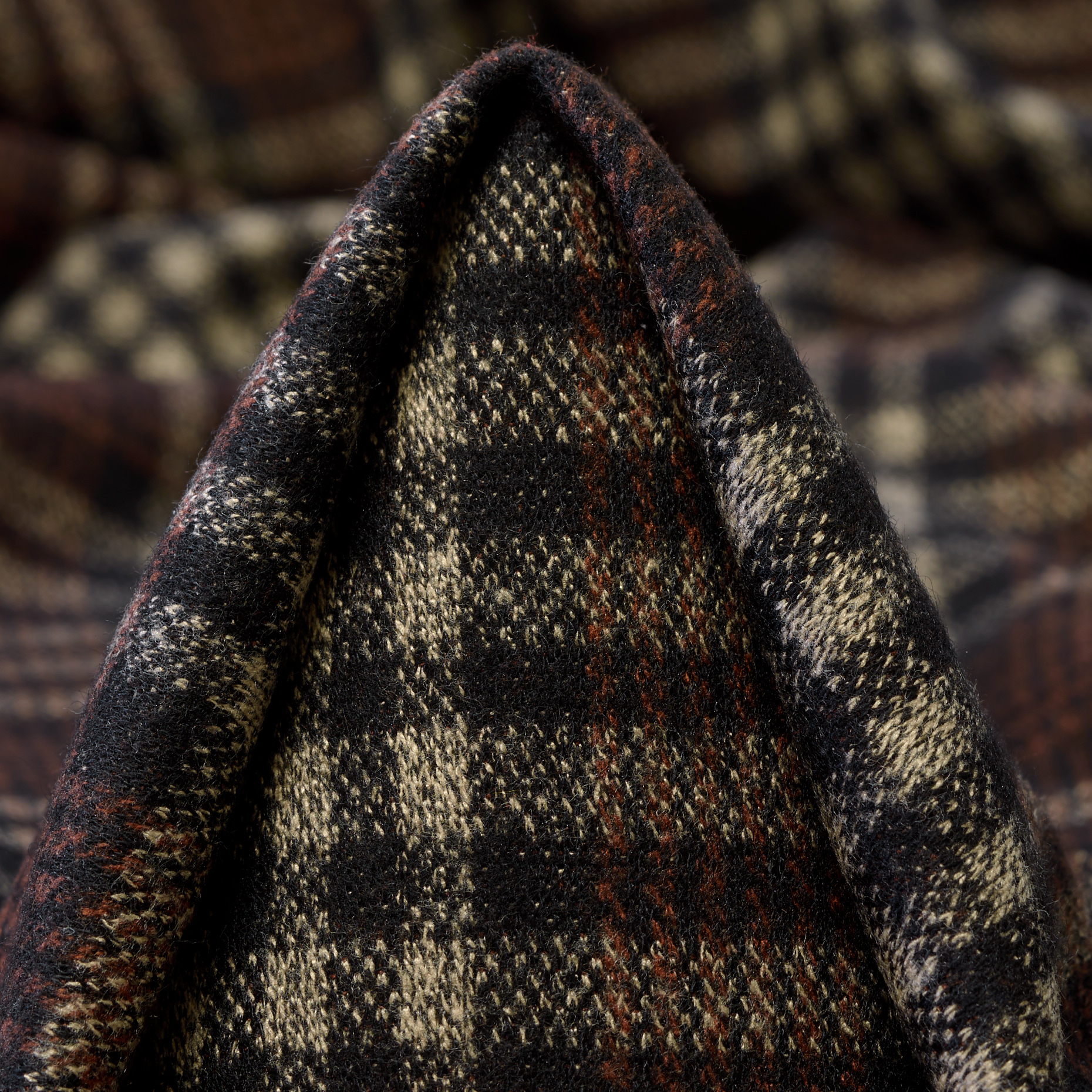 JERSEY, VISCOSE, CHECK, BLACK OLIVE&BONE WHITE (F000047410)