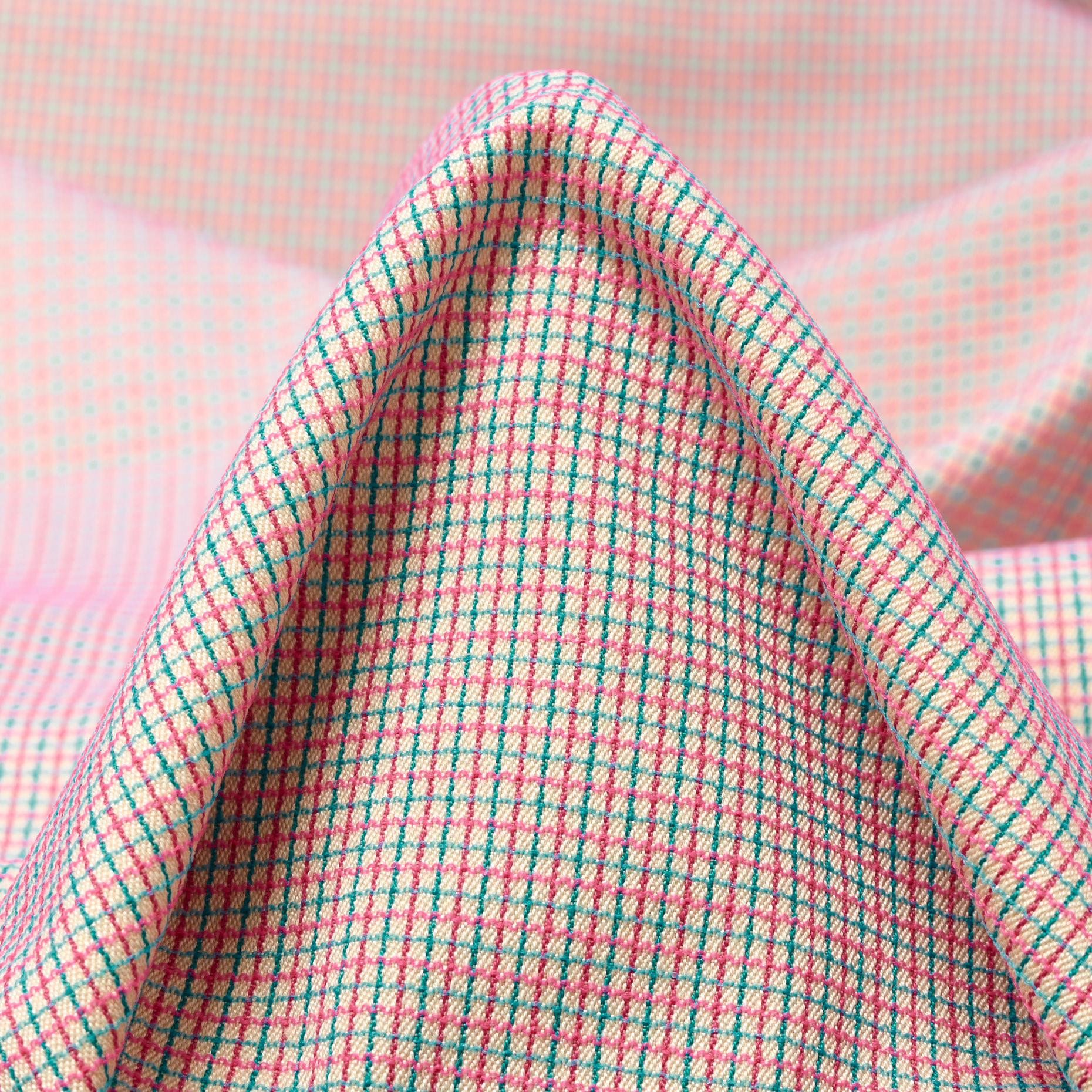 TECHNO STRETCH, COTTON, CHECK, ACQUA SPLASH&NEON PINK (F000042642)