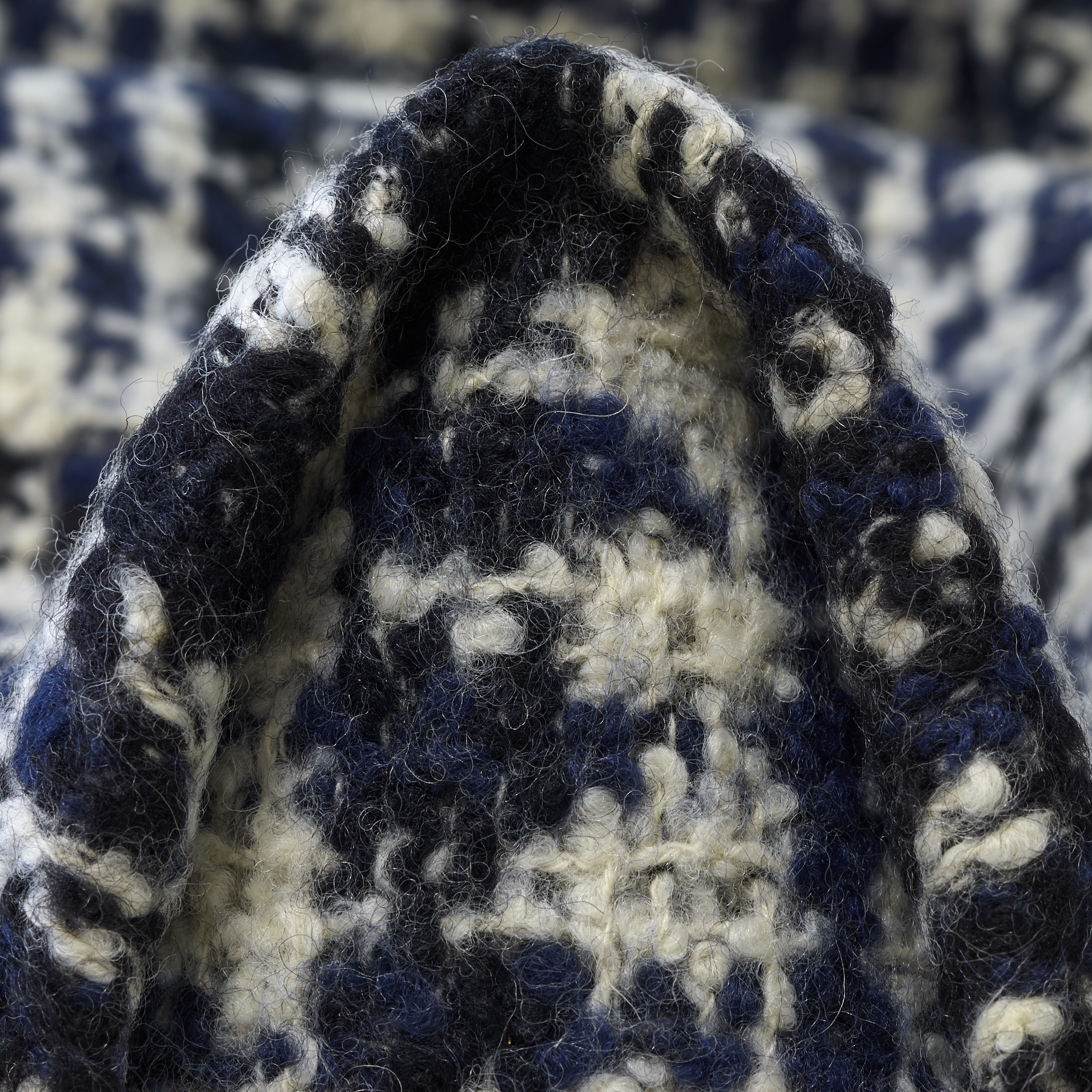 BOUCLÉ, VIRGIN WOOL, CHECK, BLUE INDIGO&BRILLIANT WHITE (F000029093)