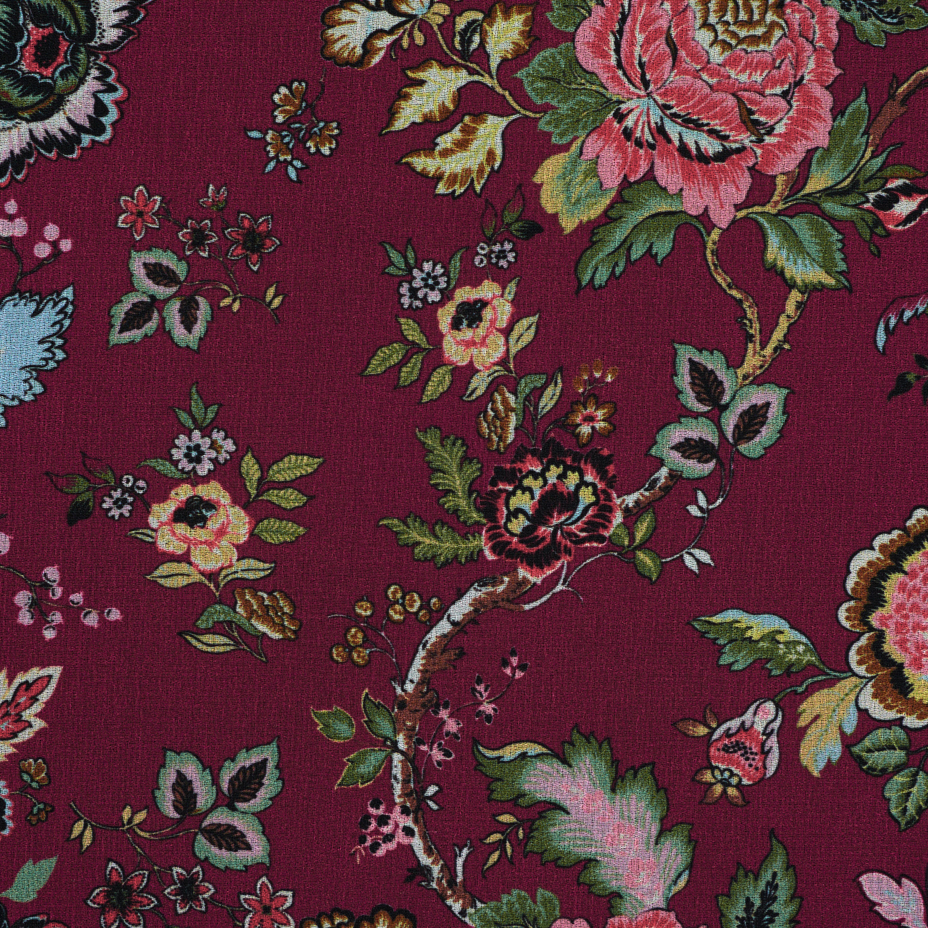 CRÊPE, PRINTED, BURGUNDY&ANGEL FALLS (F000042138) - Texture