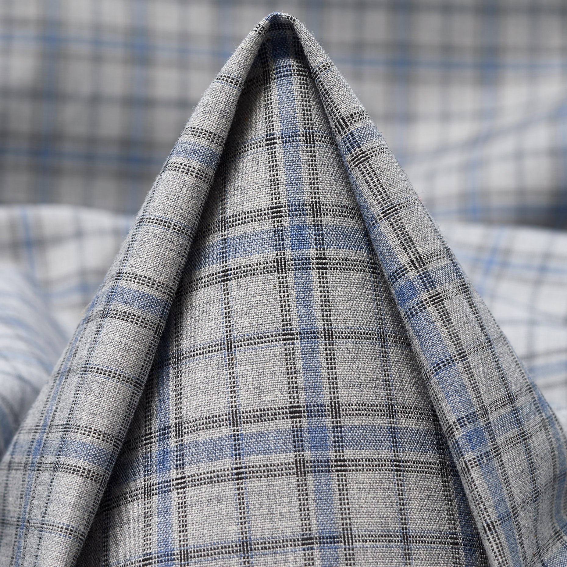 Popelín, Algodón, Cuadro, Harbor Mist&Rain Washed (F000045140)