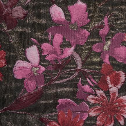 Jacquard, Soie Mixte, Métallique, Red Alert&Covert Green (P2-0001510) - Tissage