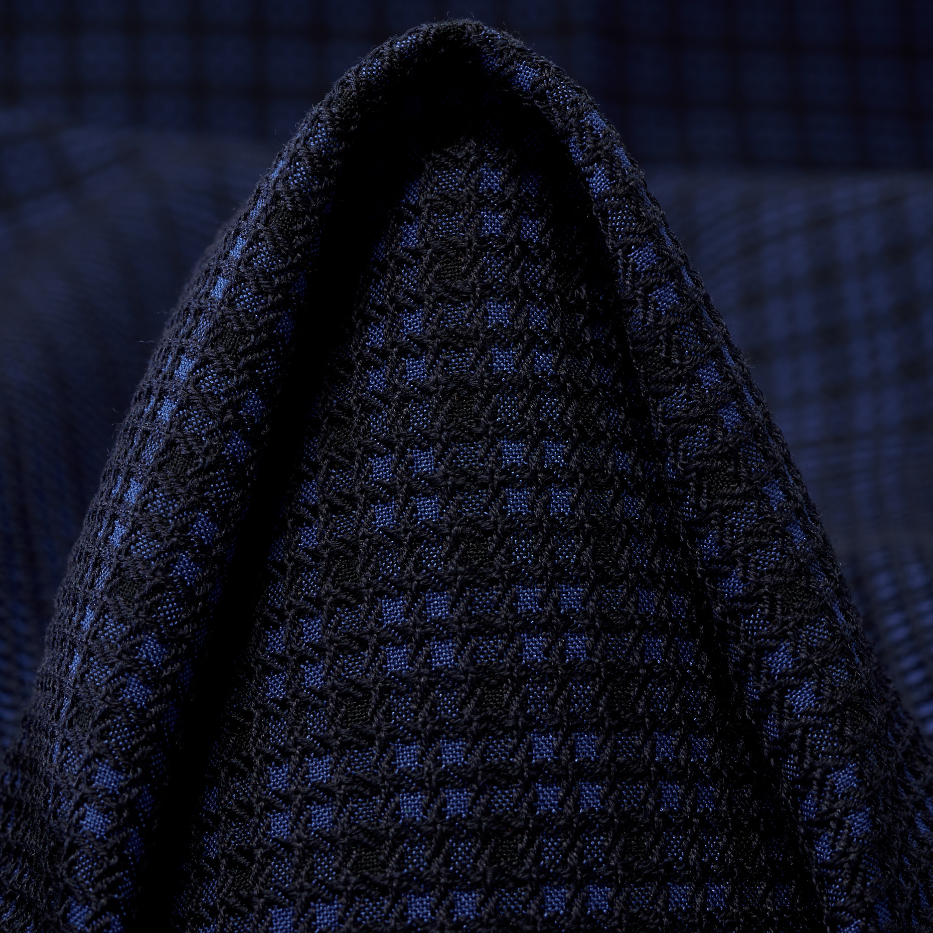 VIRGIN WOOL, COTTON, MICRO DESIGN, COLONY BLUE&RAVEN BLACK (F000047616)