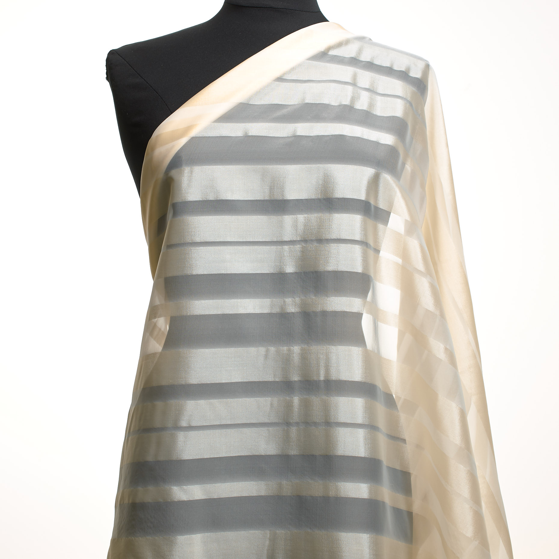 Organza, Jedwab, Paski, Marshmallow (F000037280) - Manekin