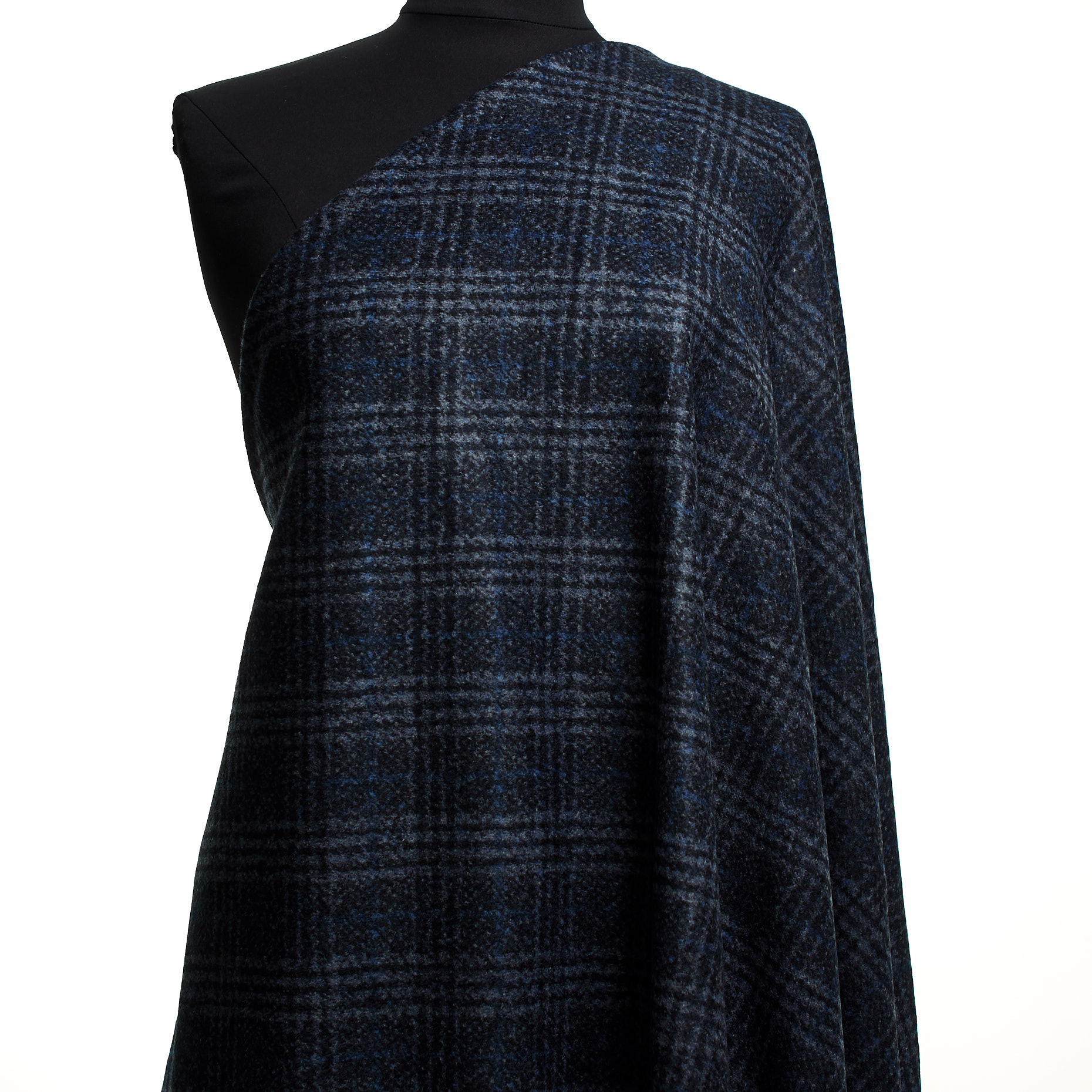 Фланель, Шерсть Смесовая, Клетка, Stonewash&Parisian Night (F000044394) - Манекен