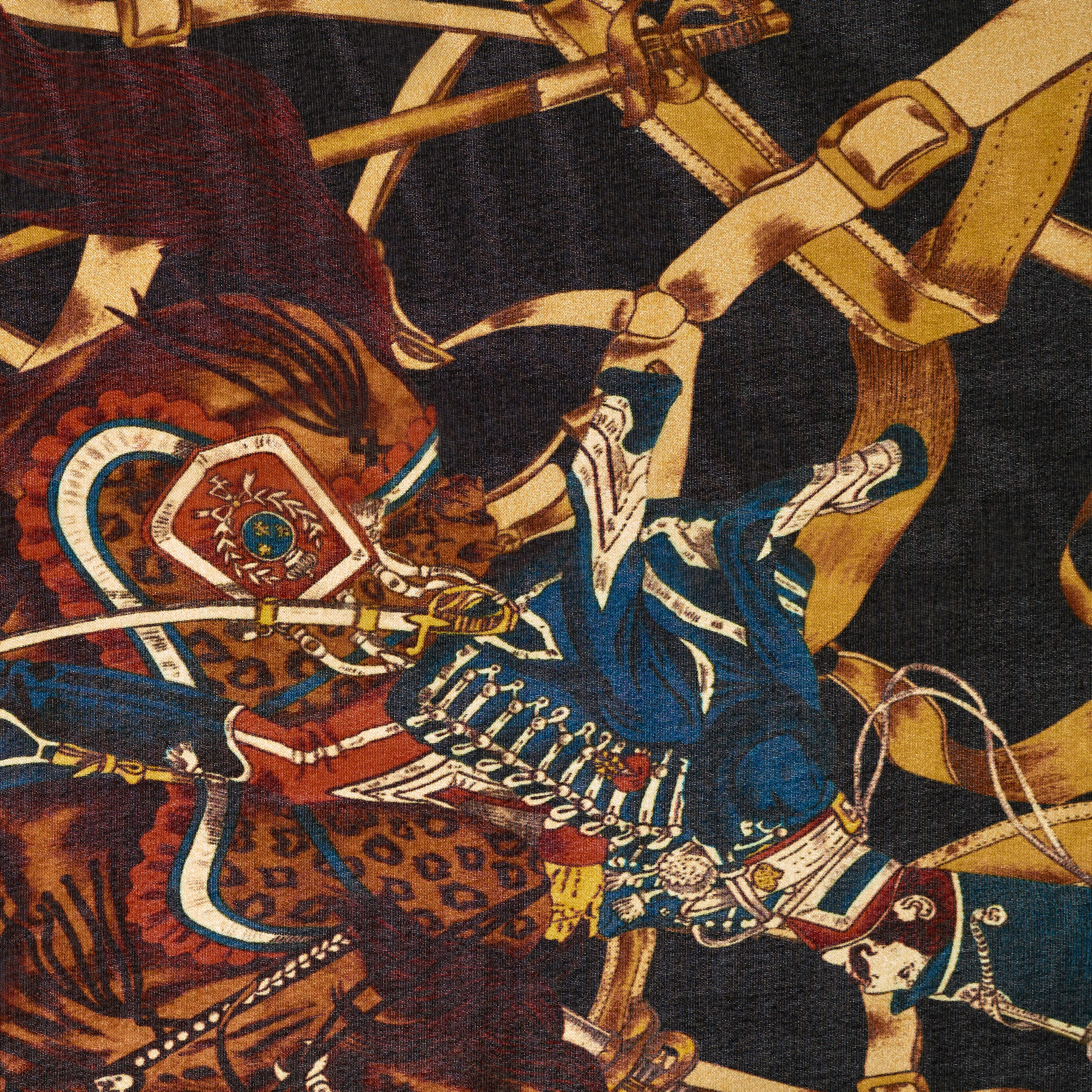 Crêpe De Chine, Drukowane, Raven Black&Beige (F000031968) - Tkana