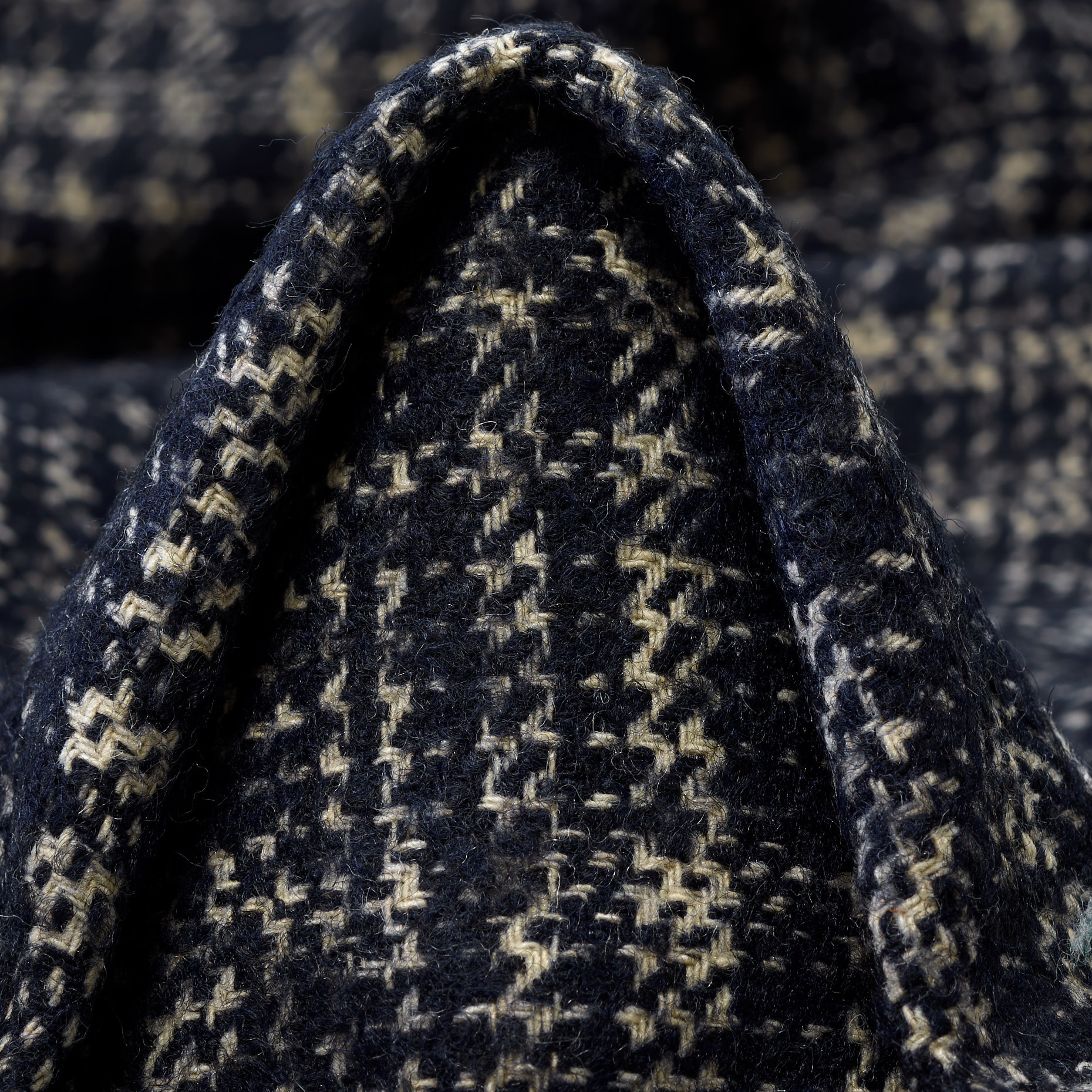 WOOL BLEND, CHECK, BLACK IRIS (F000044523)