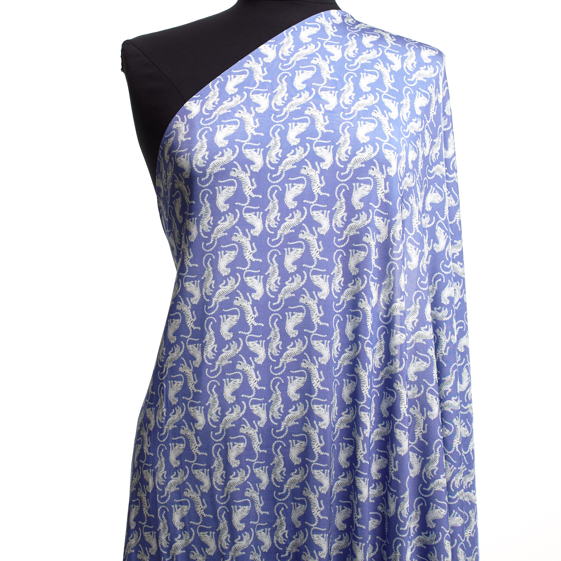 Techno Jersey, Animalier, Haute Elasticité, Cornflower Blue&Brilliant White (F000041278) - Mannequin