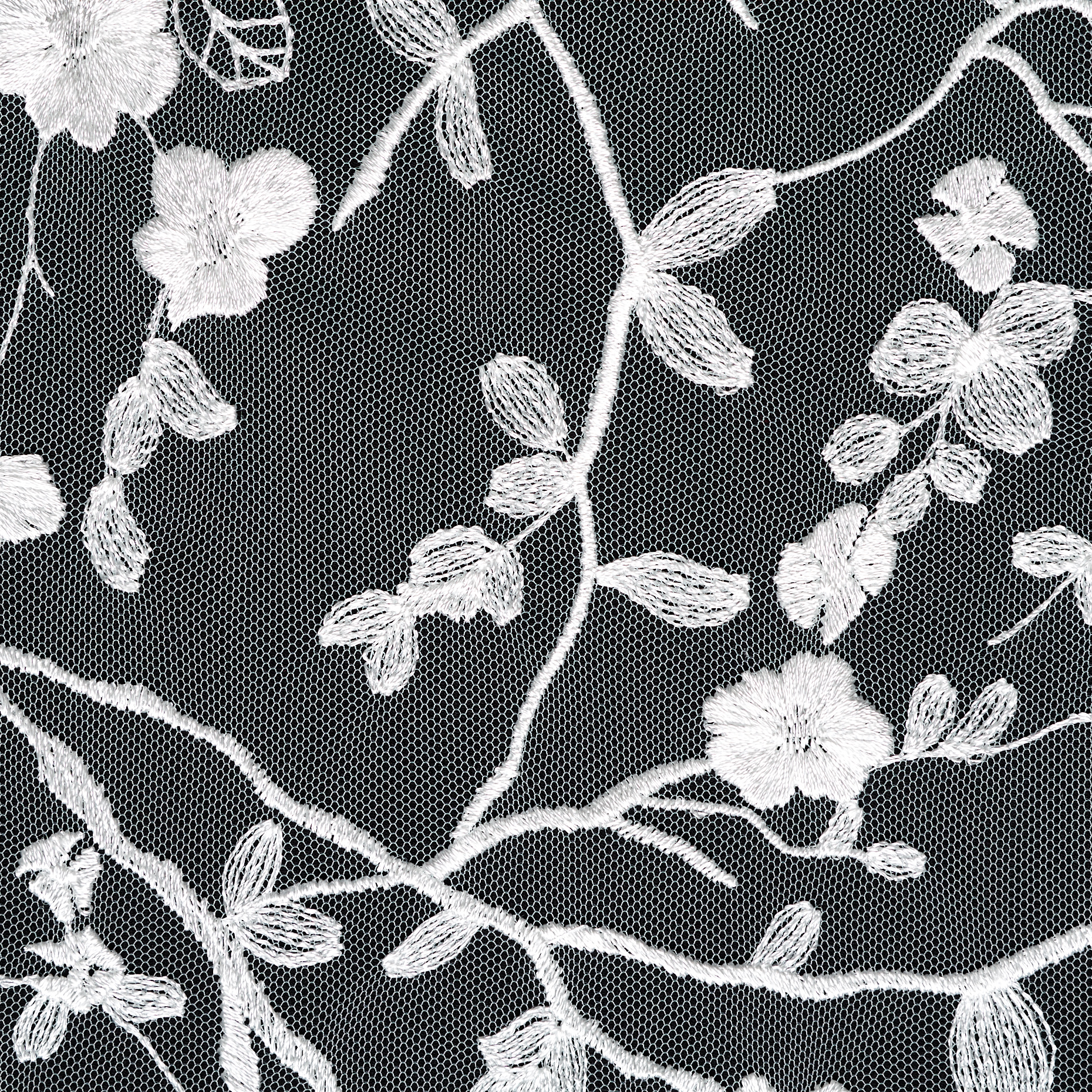 Tul, Bordado, Floreal, Brilliant White (F000047190) - Tejido