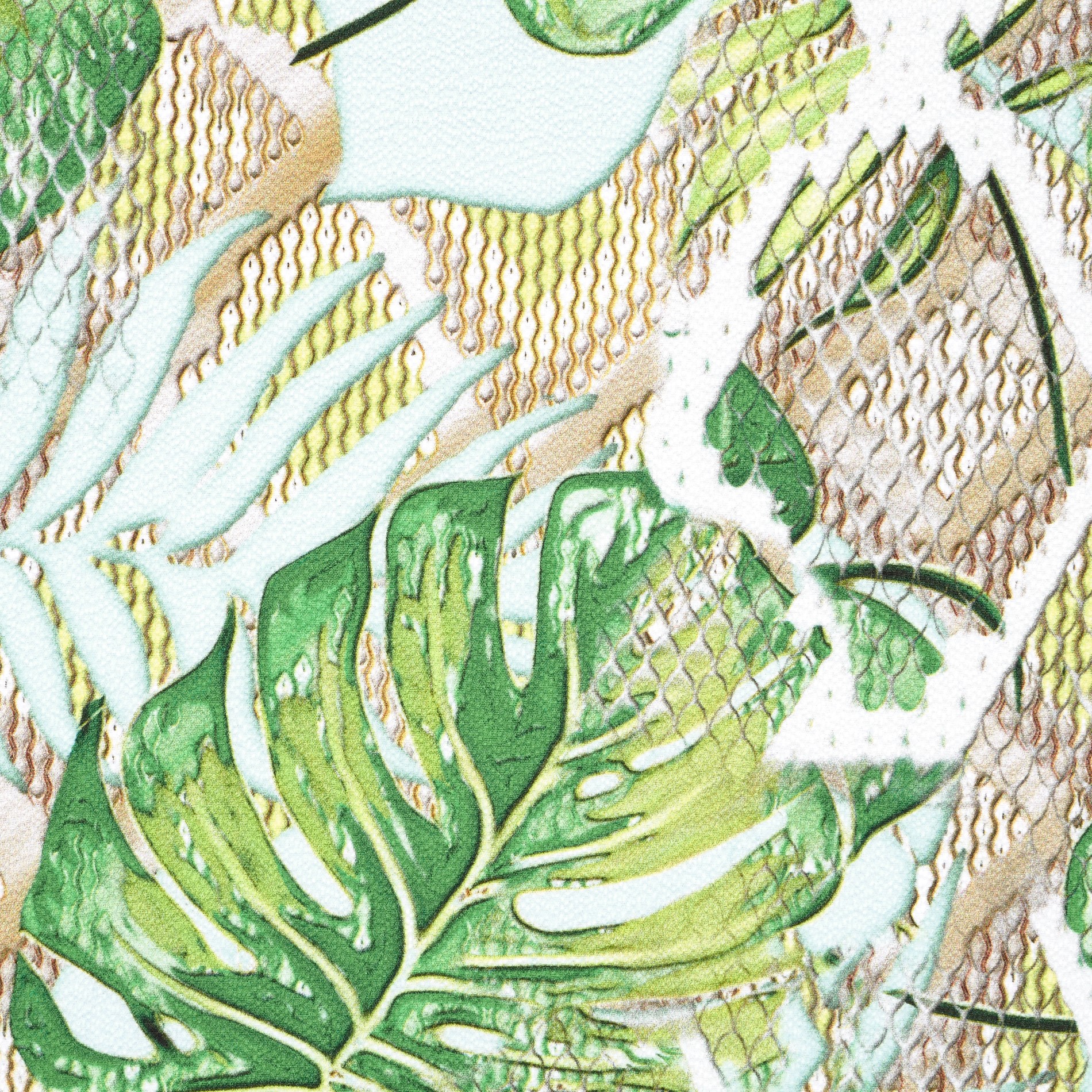 Krepa, Kwiatowy, Krepa, Skywriting&Lettuce Green (F000032308) - Tkana