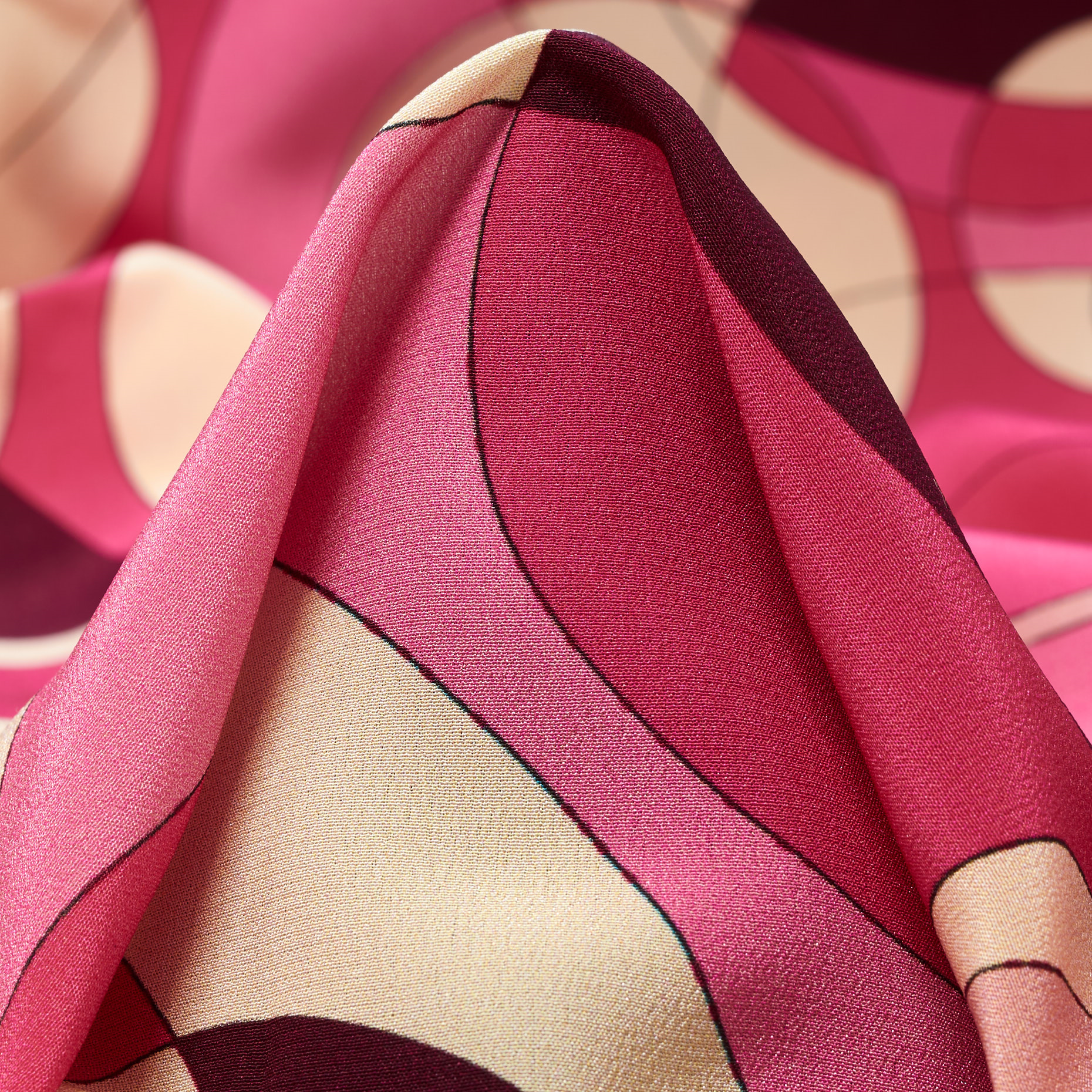 CRÊPE, SILK, PRINTED, ECRU&SANGRIA SUNSET (T0000682)