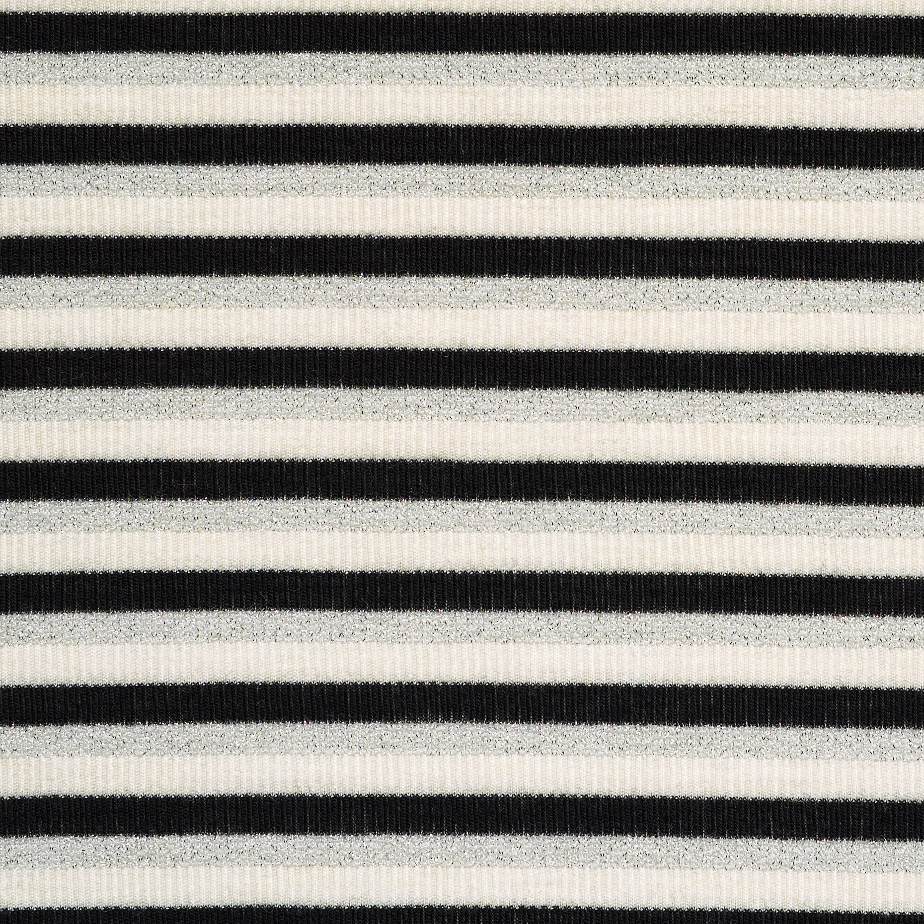 Jersey, Wełna, Paski, Snow White&Silver (F000035793) - Tkana