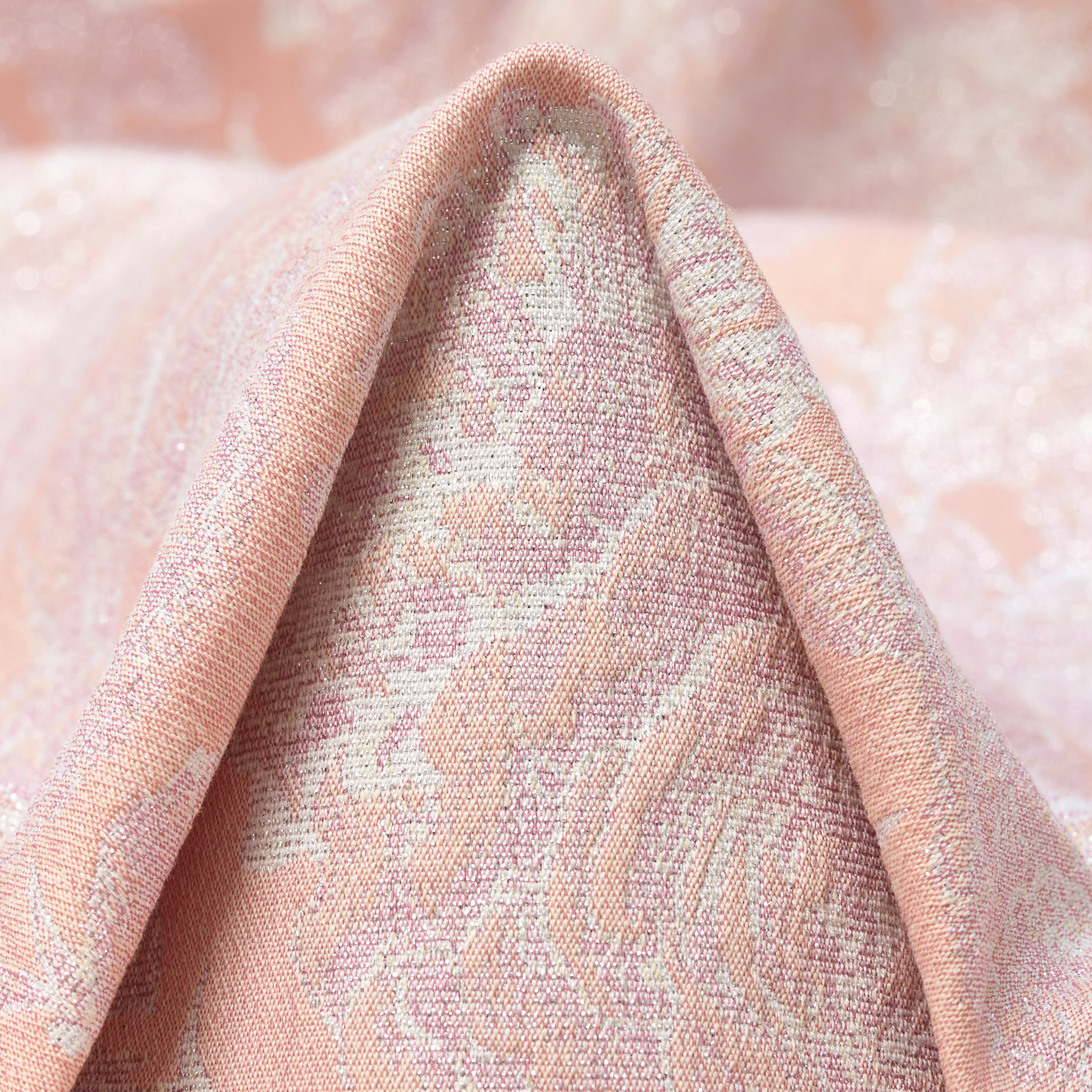 JACQUARD, COTTON, LUREX, PALE BLUSH&SILVER