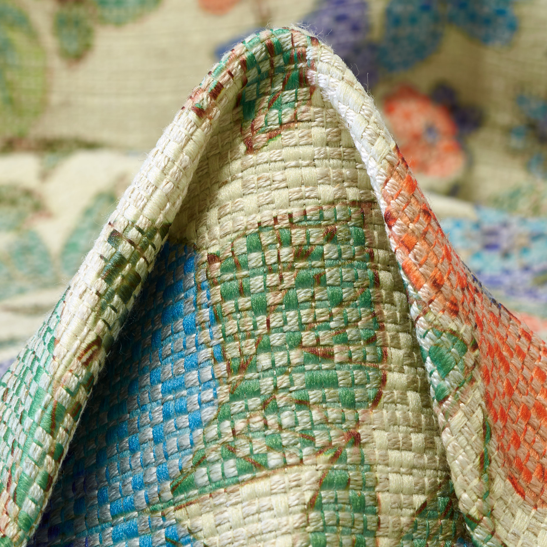 CANVAS, LINEN BLEND, PRINTED, ANTIQUE WHITE&VIVID BLUE (F000044267)