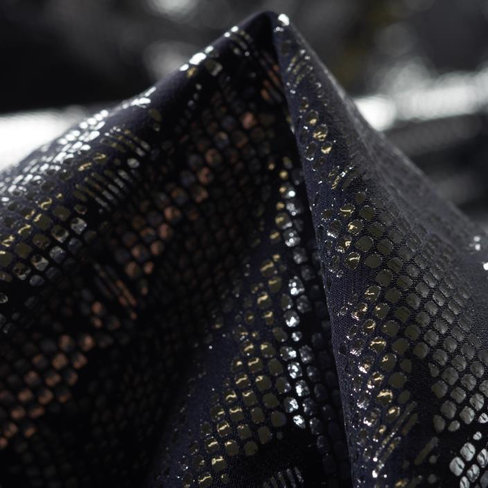 TECHNO STRETCH, FLORAL, SHIMMERING, JET BLACK&SILVER (AQ000086)