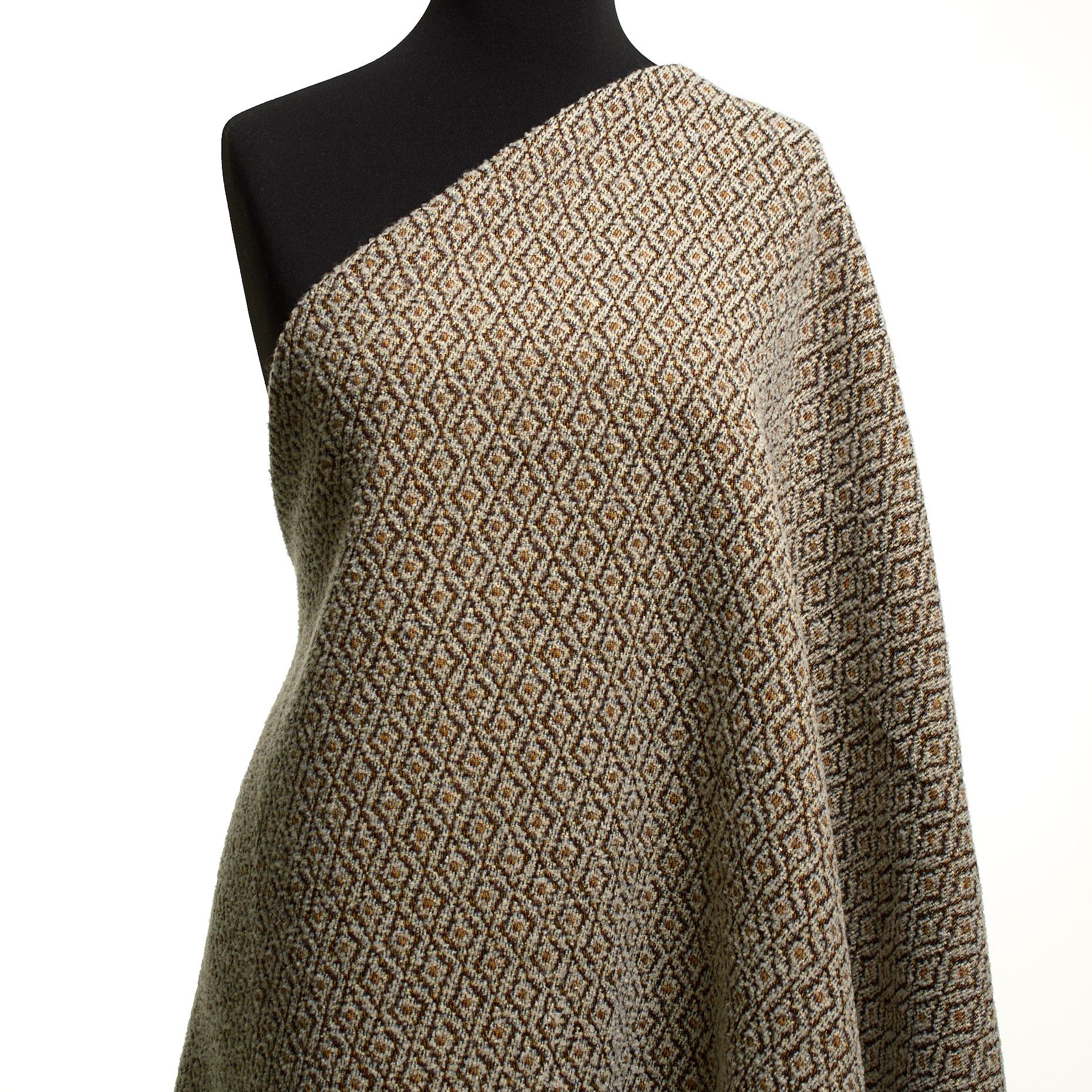 Żakard, Mieszanka bawełny, Wzór geometryczny, Oyster Mushroom (F000049053) - Manekin