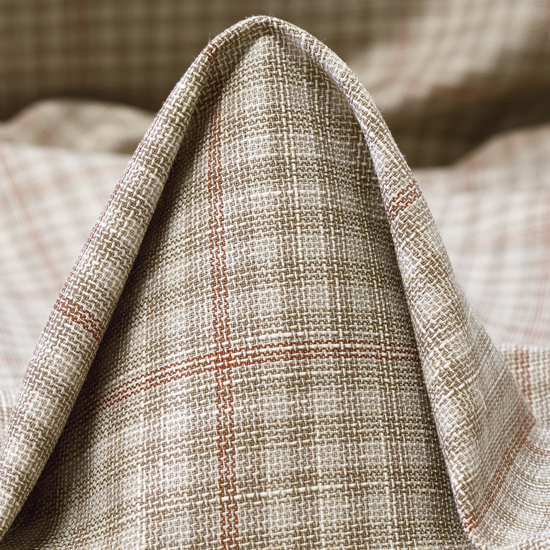 COOL WOOL, LINEN BLEND, CHECK, WIND CHIME&MARSALA (F000044837)