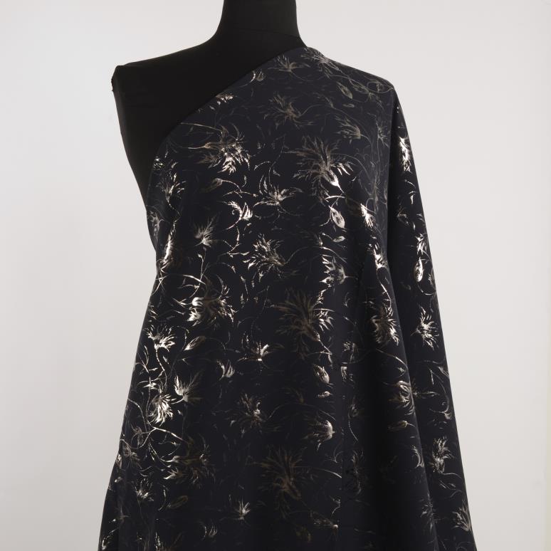 TECHNO STRETCH, FLORAL, HIGH ELASTICITY, SILVER&RAVEN BLACK (AQ000058) - Mannequin