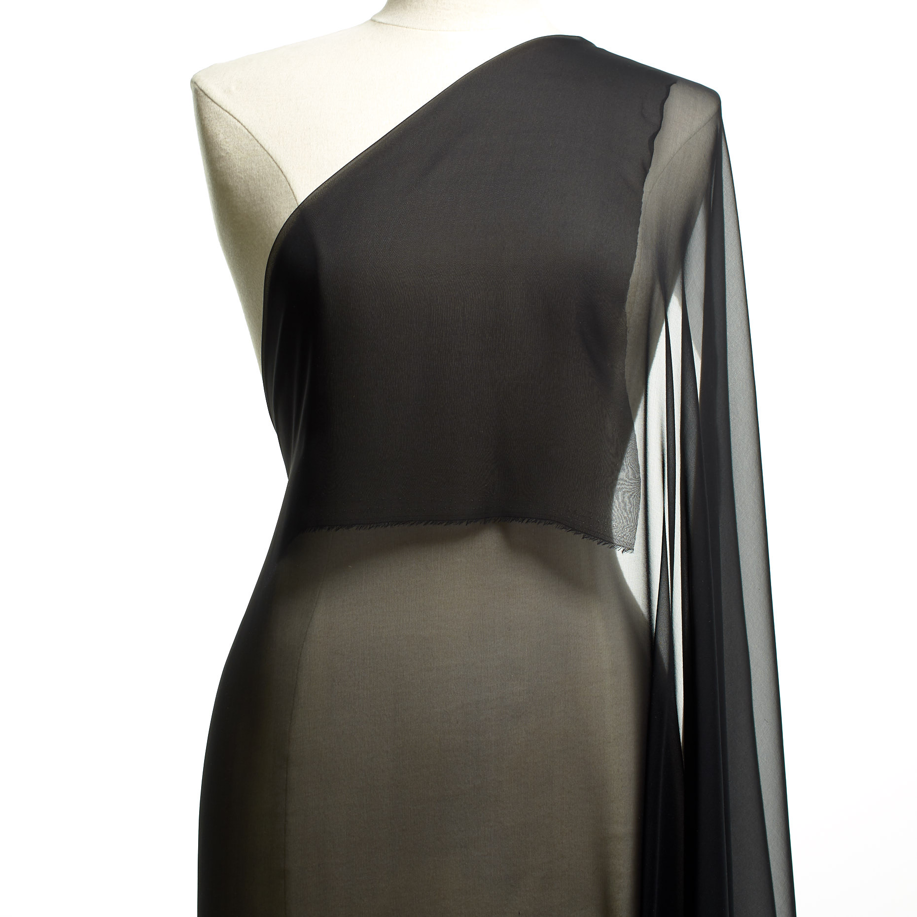 Chiffon, Seta, Raven Black (F000041128) - Manichino