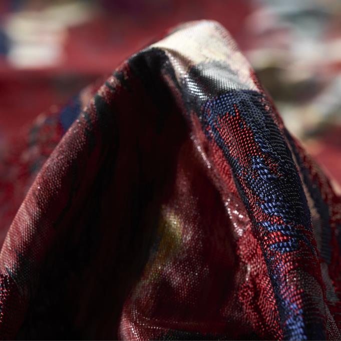 JACQUARD, FLORAL, SHINY, DUSTY CARMINE