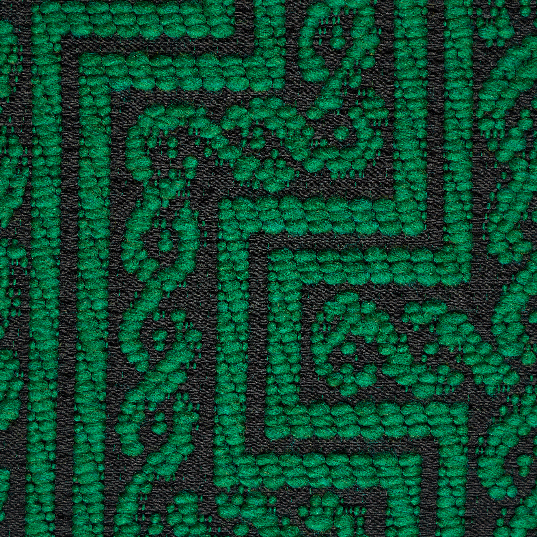 Jacquard, Coton, Ornement, Raven Black&Smaragd (P000004410) - Tissage