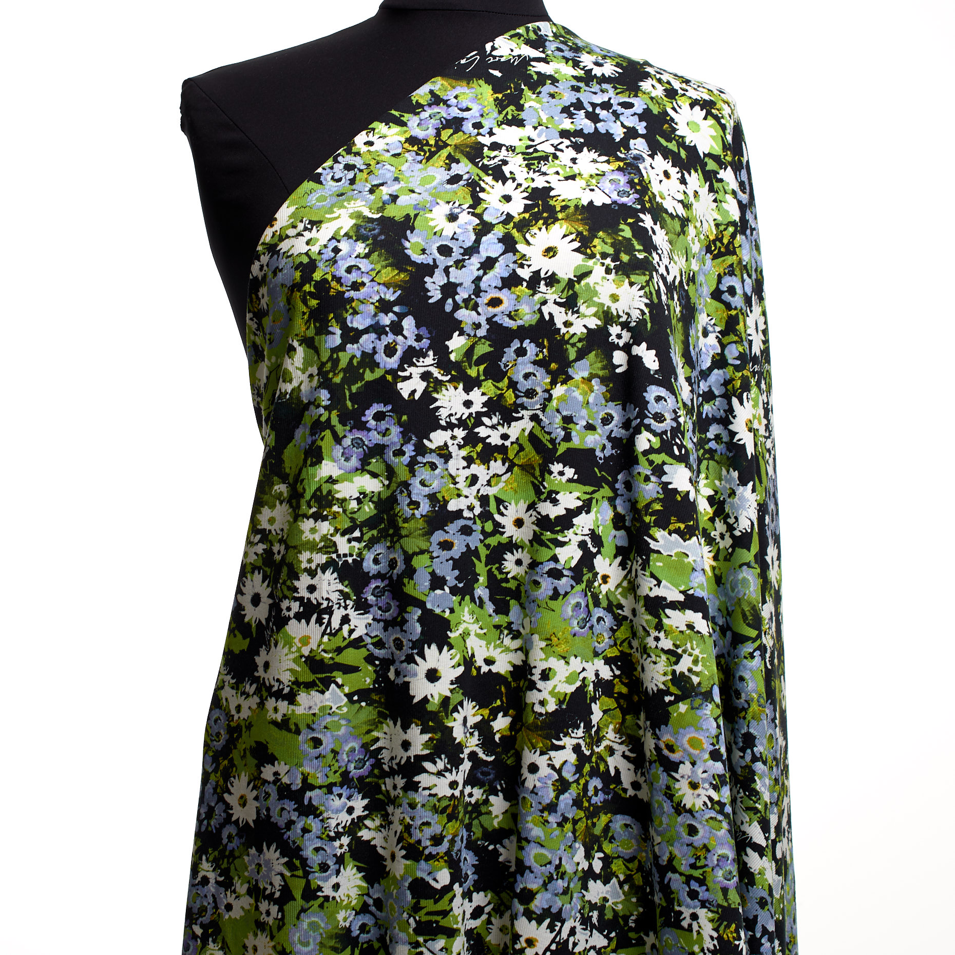 Rippjersey, Bedruckt, Floral, Grasshopper&Cornflower (F000042757) - Schaufensterpuppe