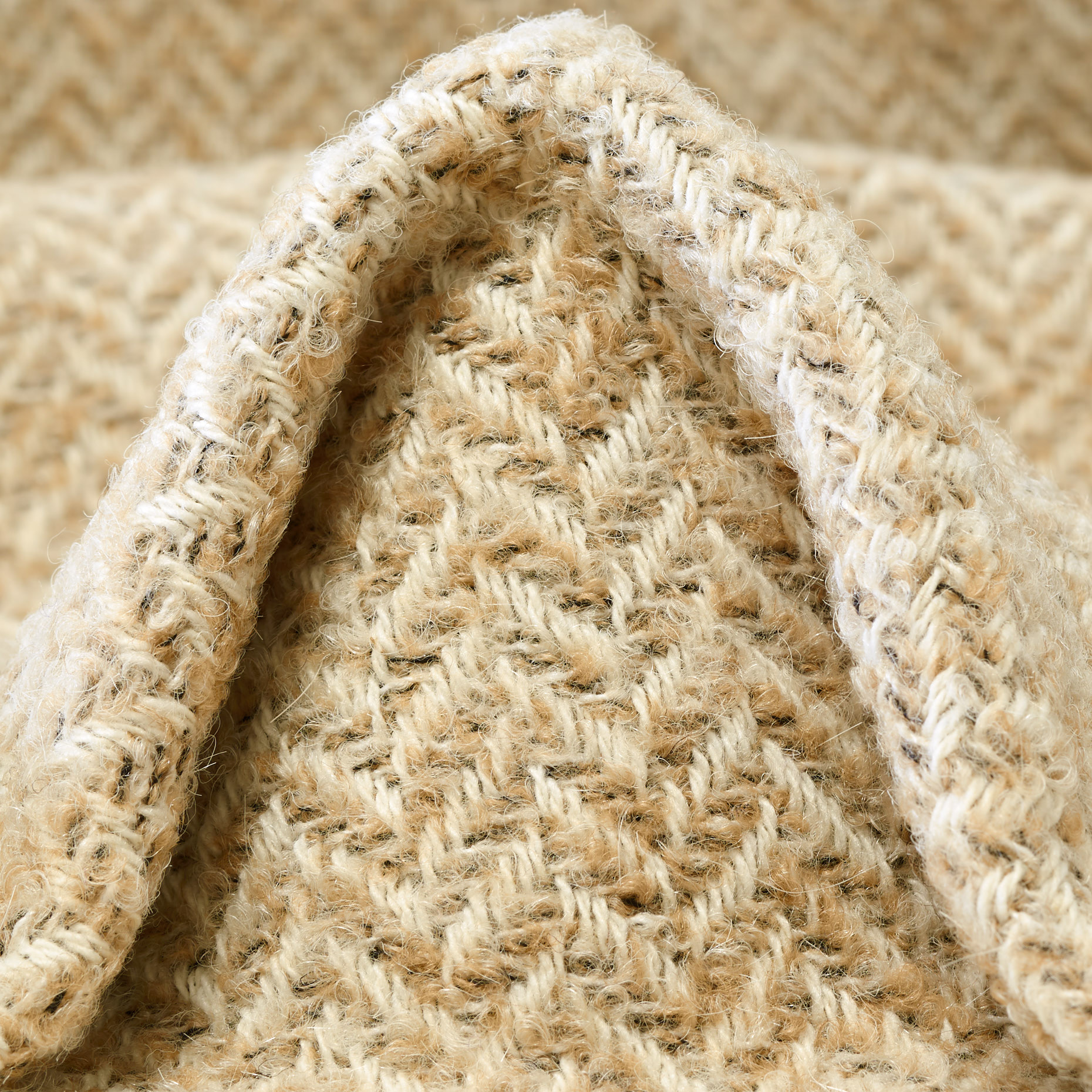 HERRINGBONE, WOOL BLEND, ANTIQUE WHITE&BISCOTTI (F000040246)