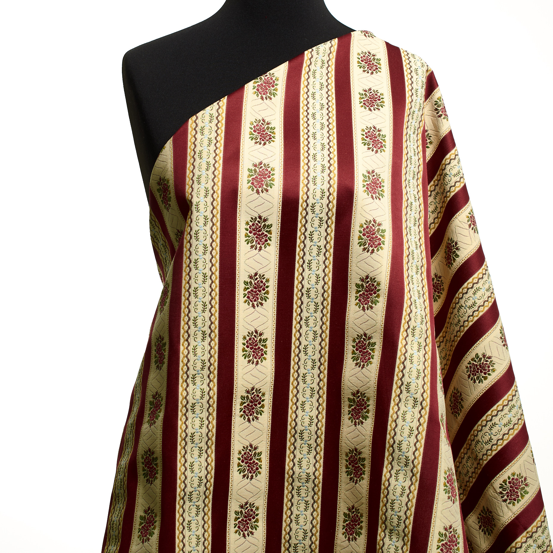 JACQUARD, COTTON, FLORAL, ANTIQUE WHITE&CABERNET (F000049596) - Mannequin