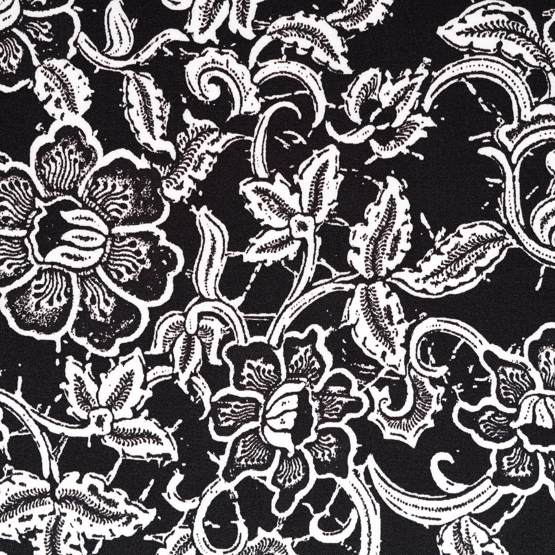 SATIN, SILK, FLORAL, BLACK&WHITE (F000015470) - Texture